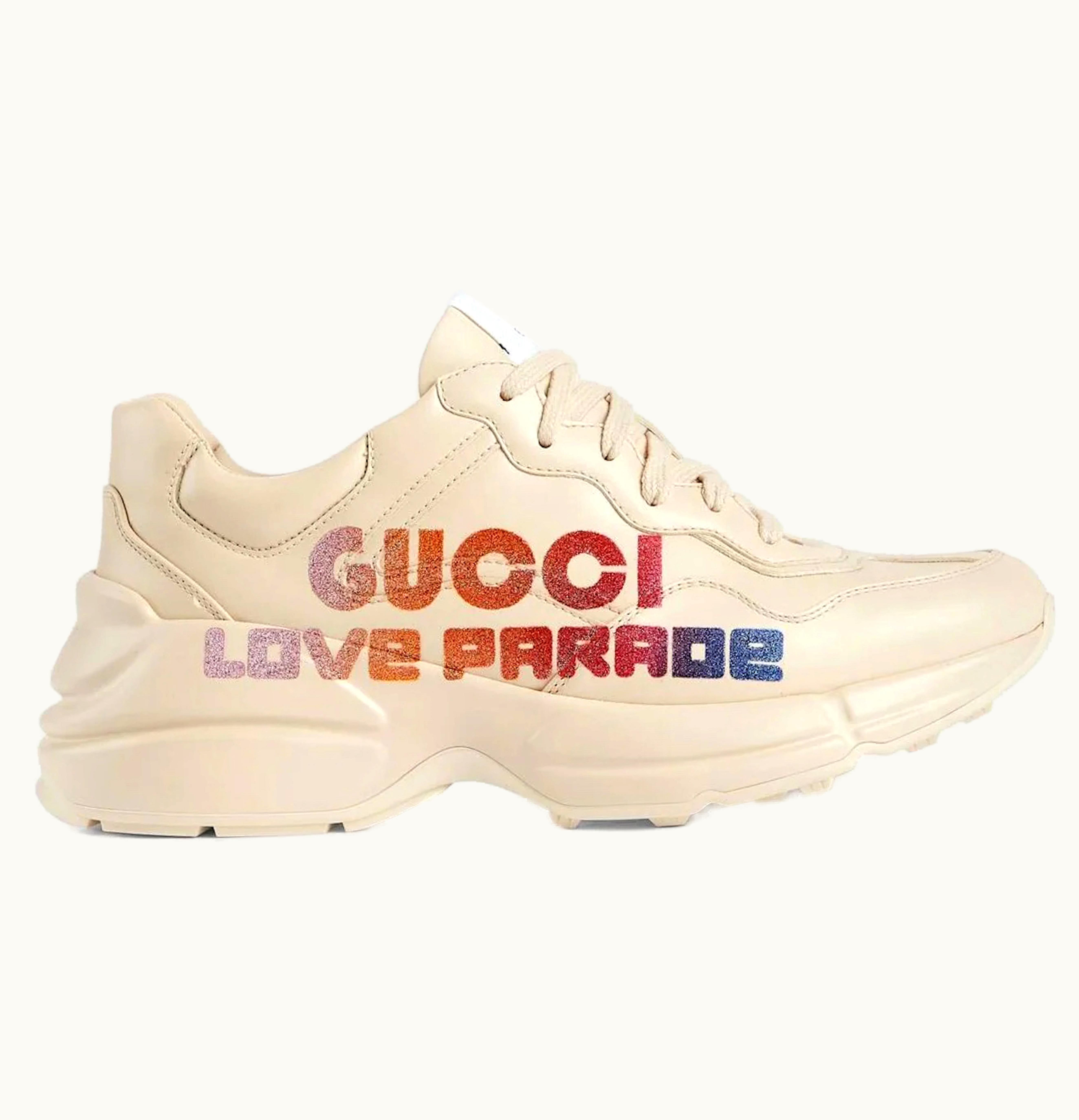 Gucci Rhyton Glitter Logo Chunky Sneaker Love Parade Off White Womens