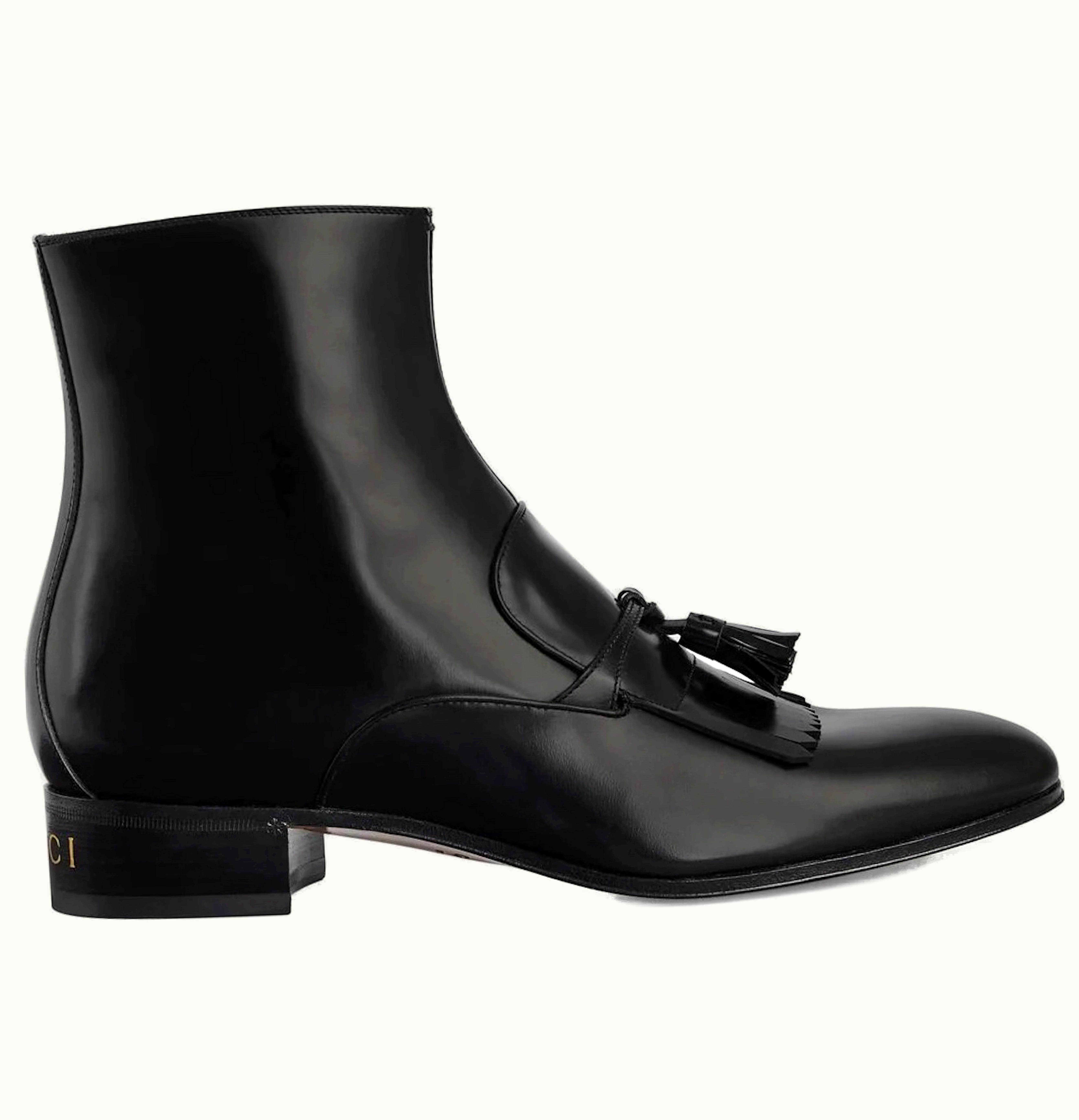 Gucci Gucci Frontal Tassels Detail Ankle Boot Black