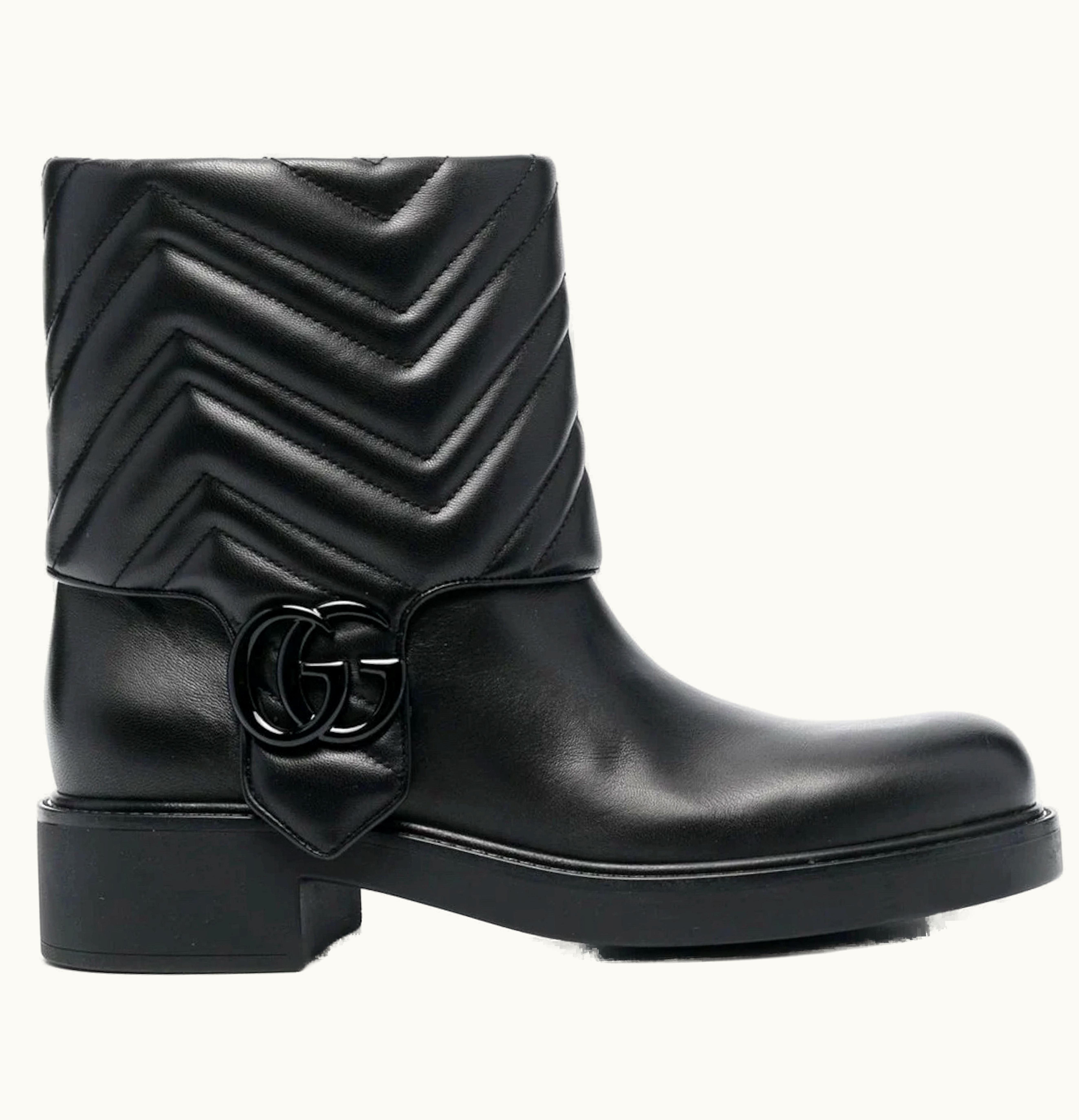 Gucci Gucci GG Leather Ankle Boot Black Womens