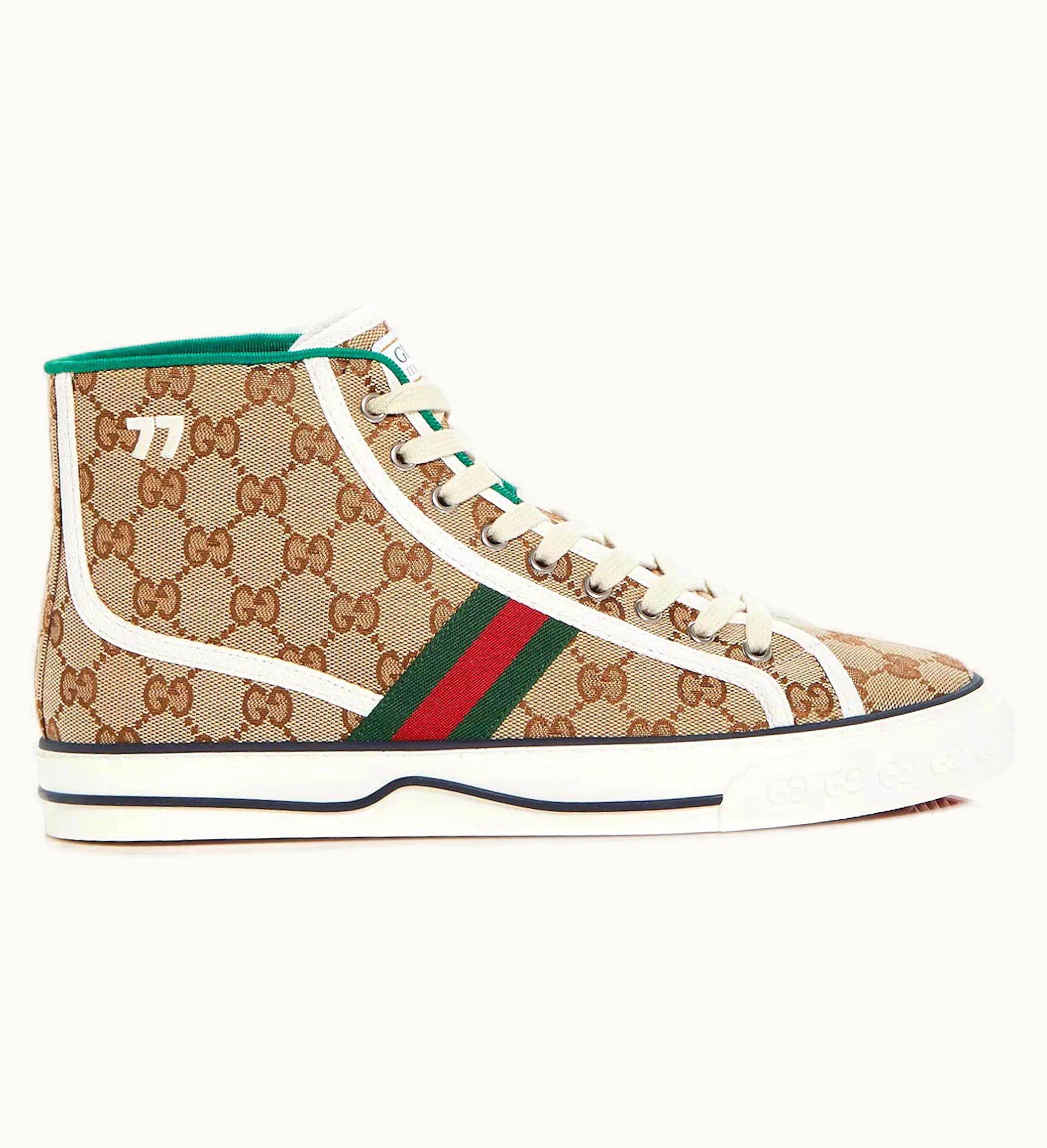 Gucci Tennis 1977 Canvas High Top Beige GG Print