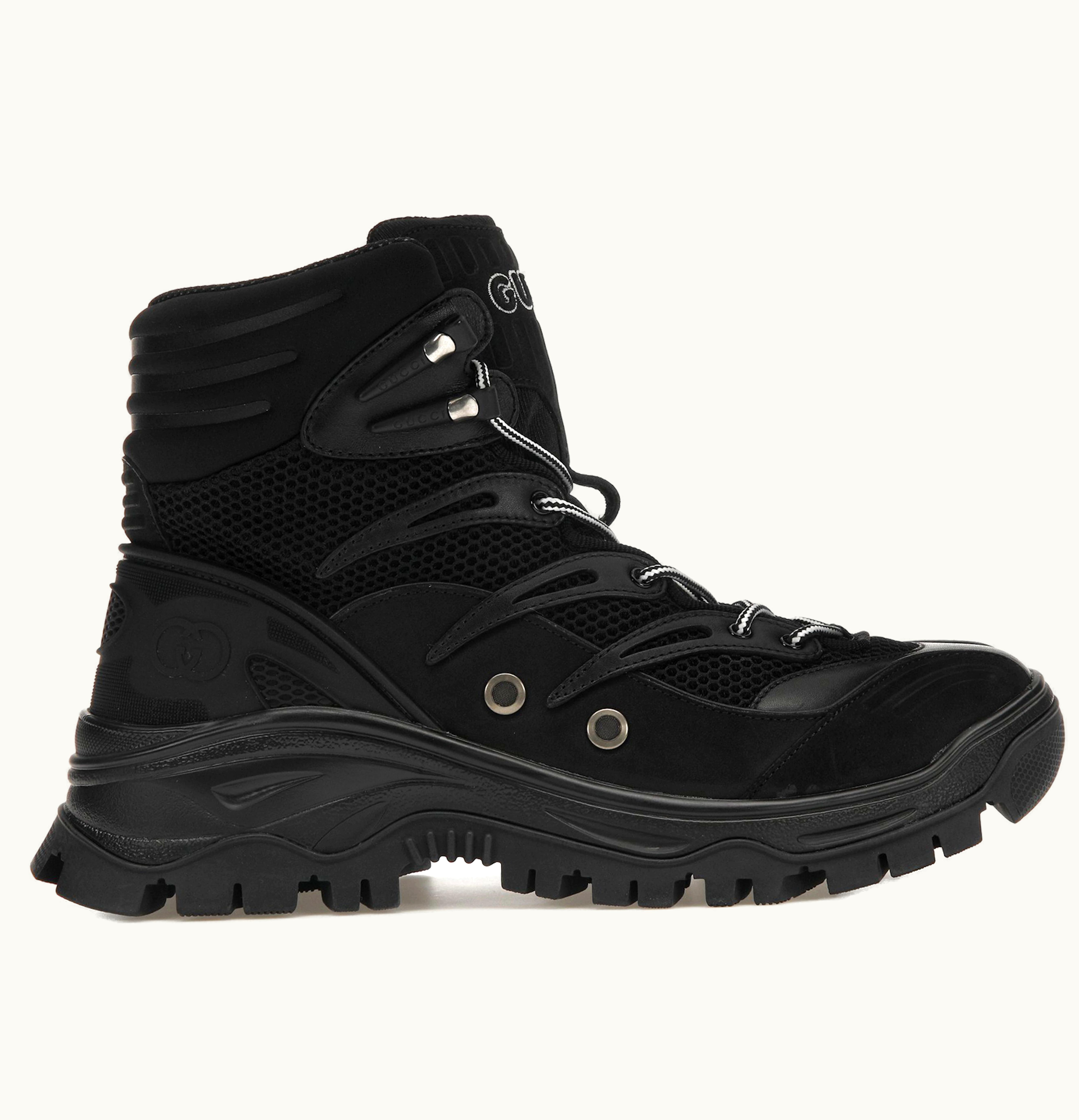 Gucci Gucci Contrast Panel Lace Up Boot Black