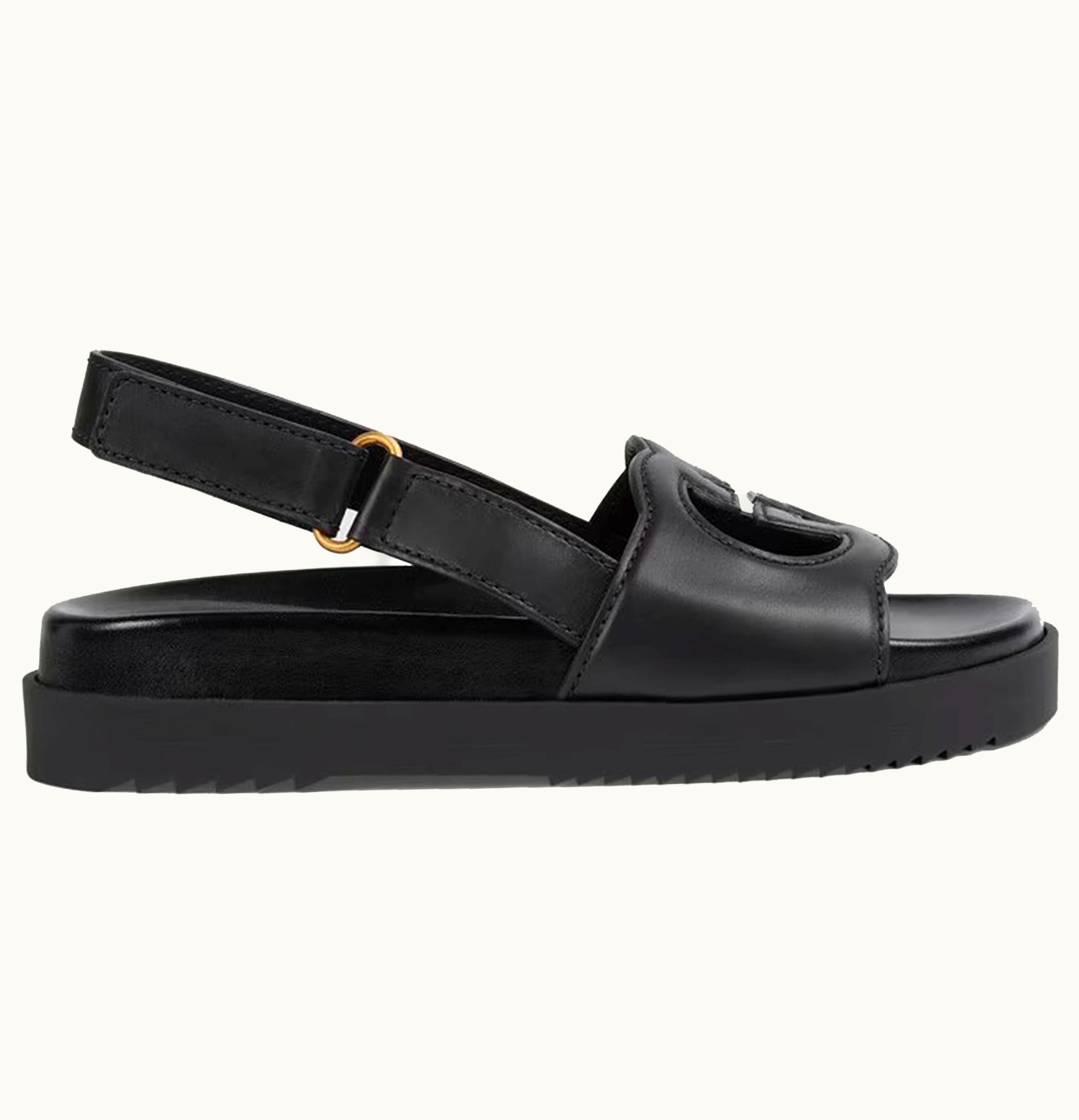 Gucci Gucci Interlocking G Sandals Black Leather