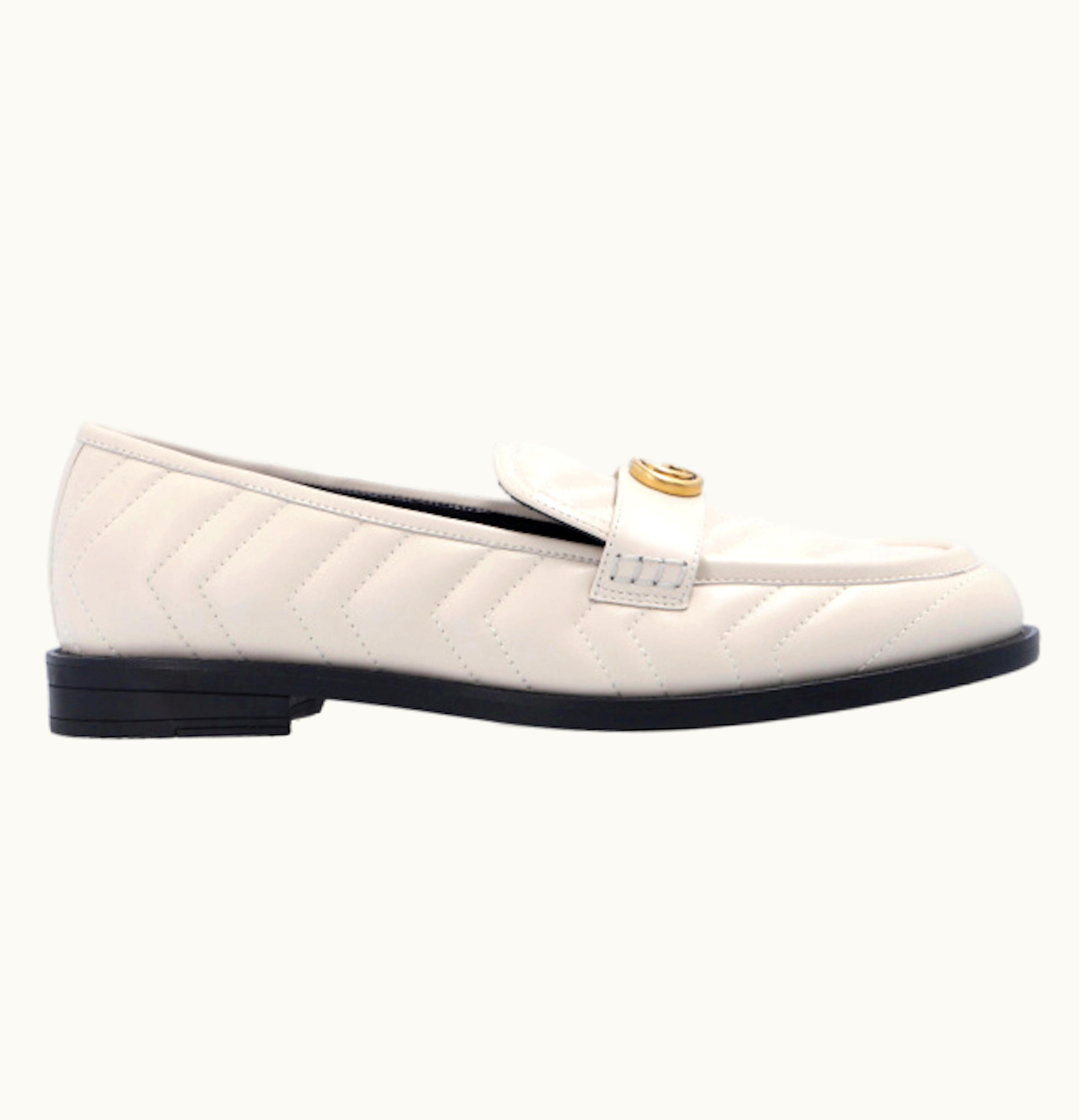 Gucci Marmont Matelasse Loafers White Womens