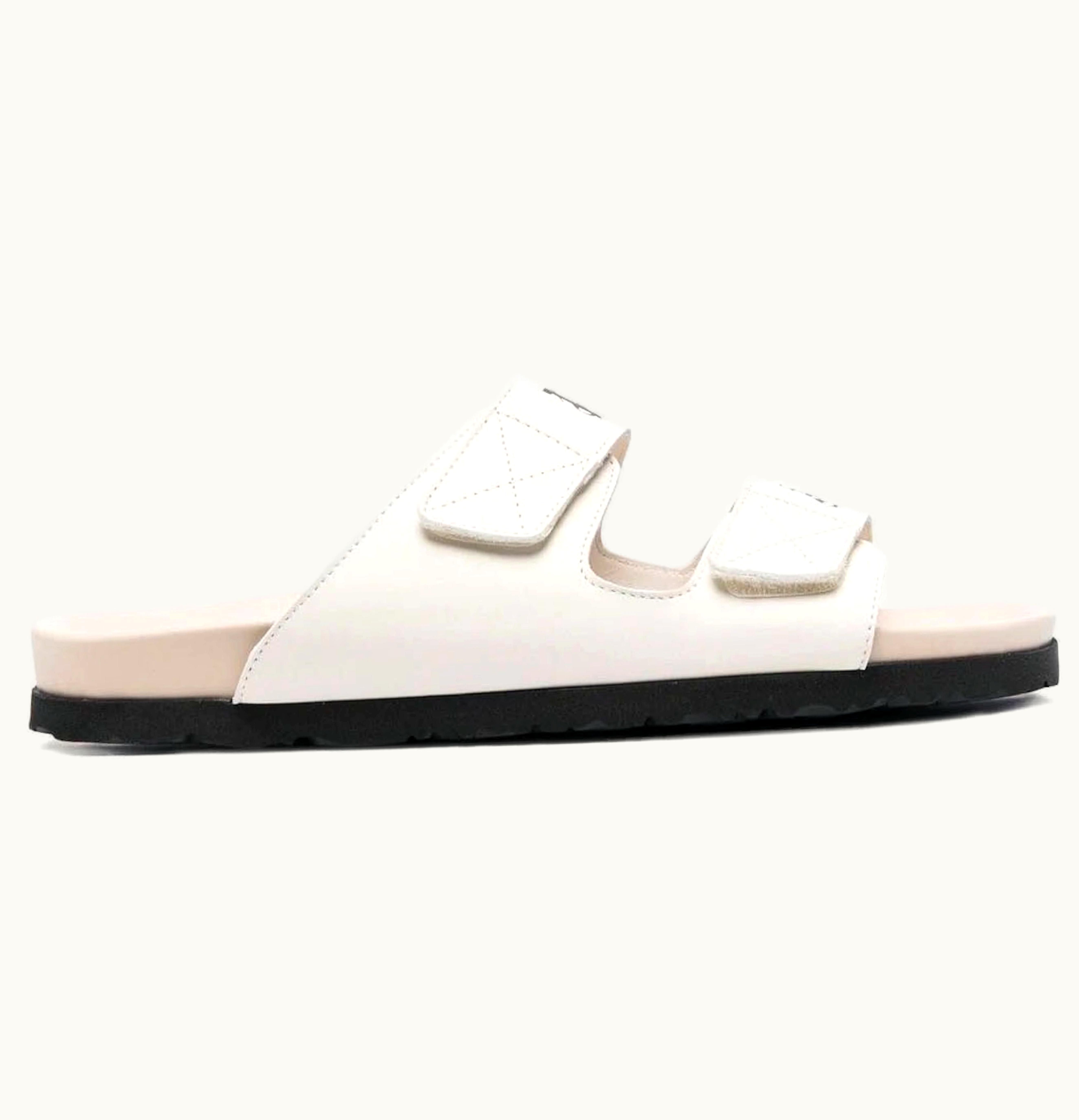 Palm Angels Palm Angels Logo Print Sandals Off White Leather