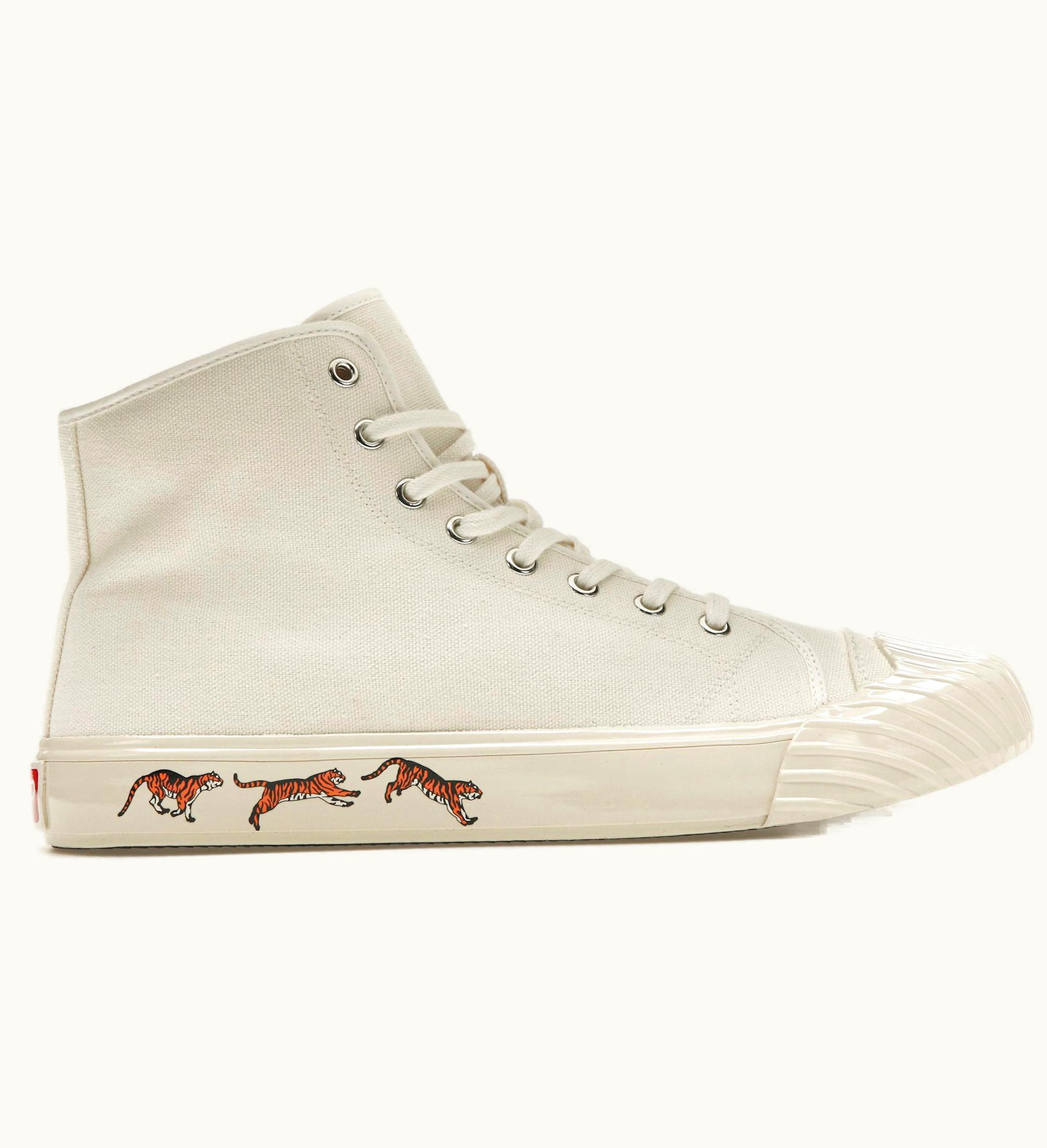KENZO Kenzo School High Top Trainers Tiger Sole Off White