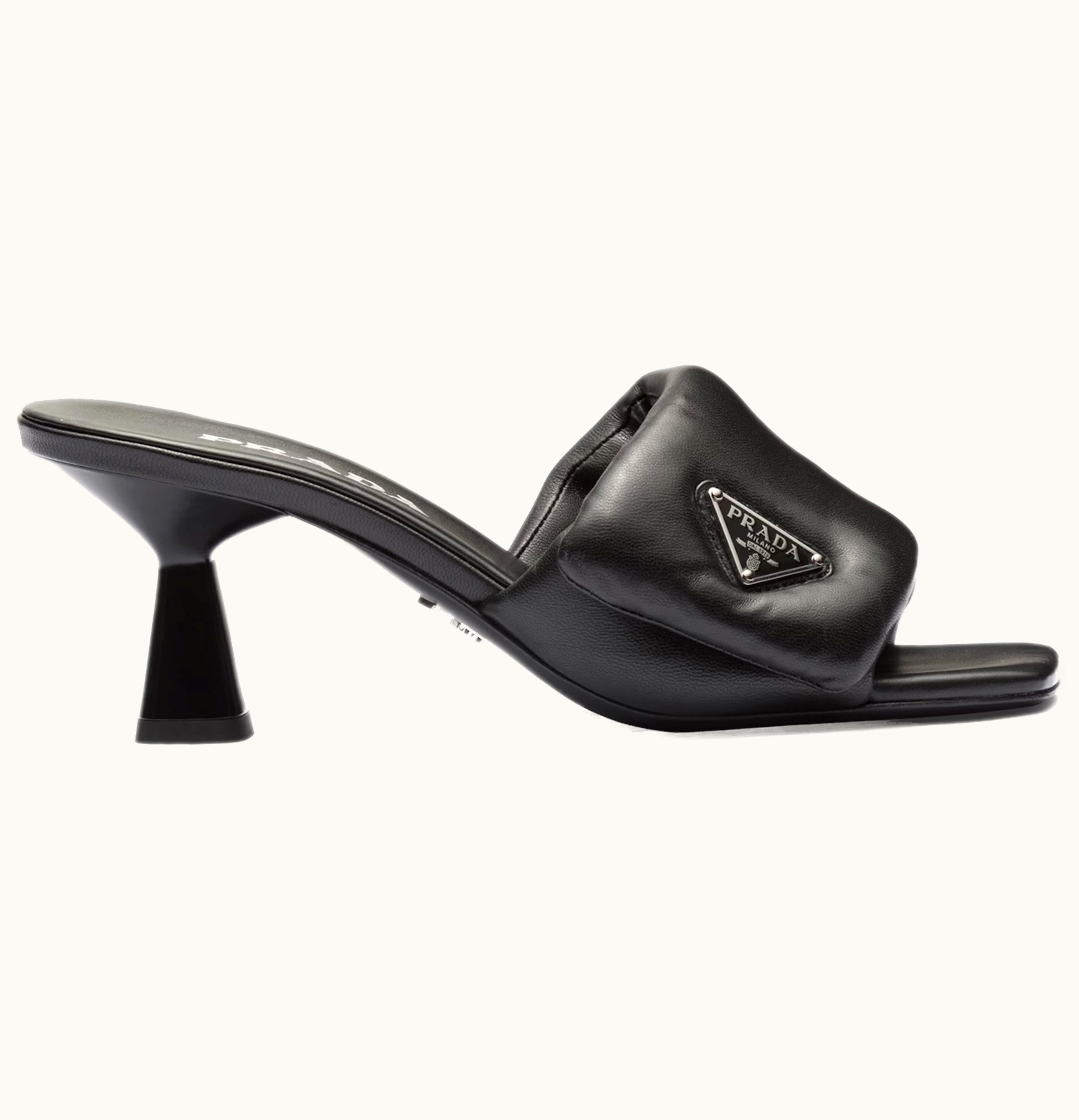 Prada Prada Soft Padded 65mm Sandals Black Nappa Leather
