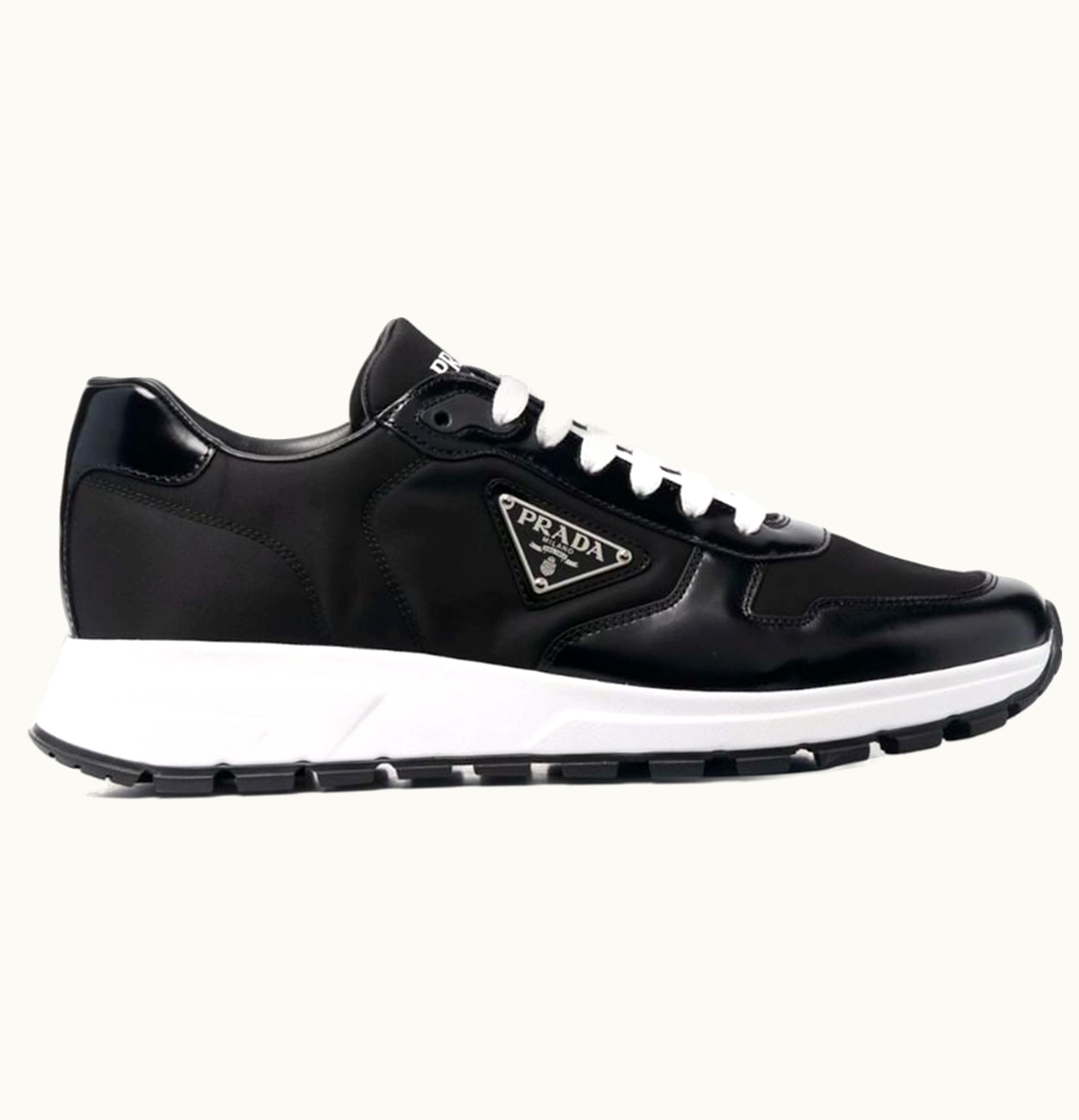 Prada Prada Prax 01 Sneakers Re Nylon Brushed Leather Black White
