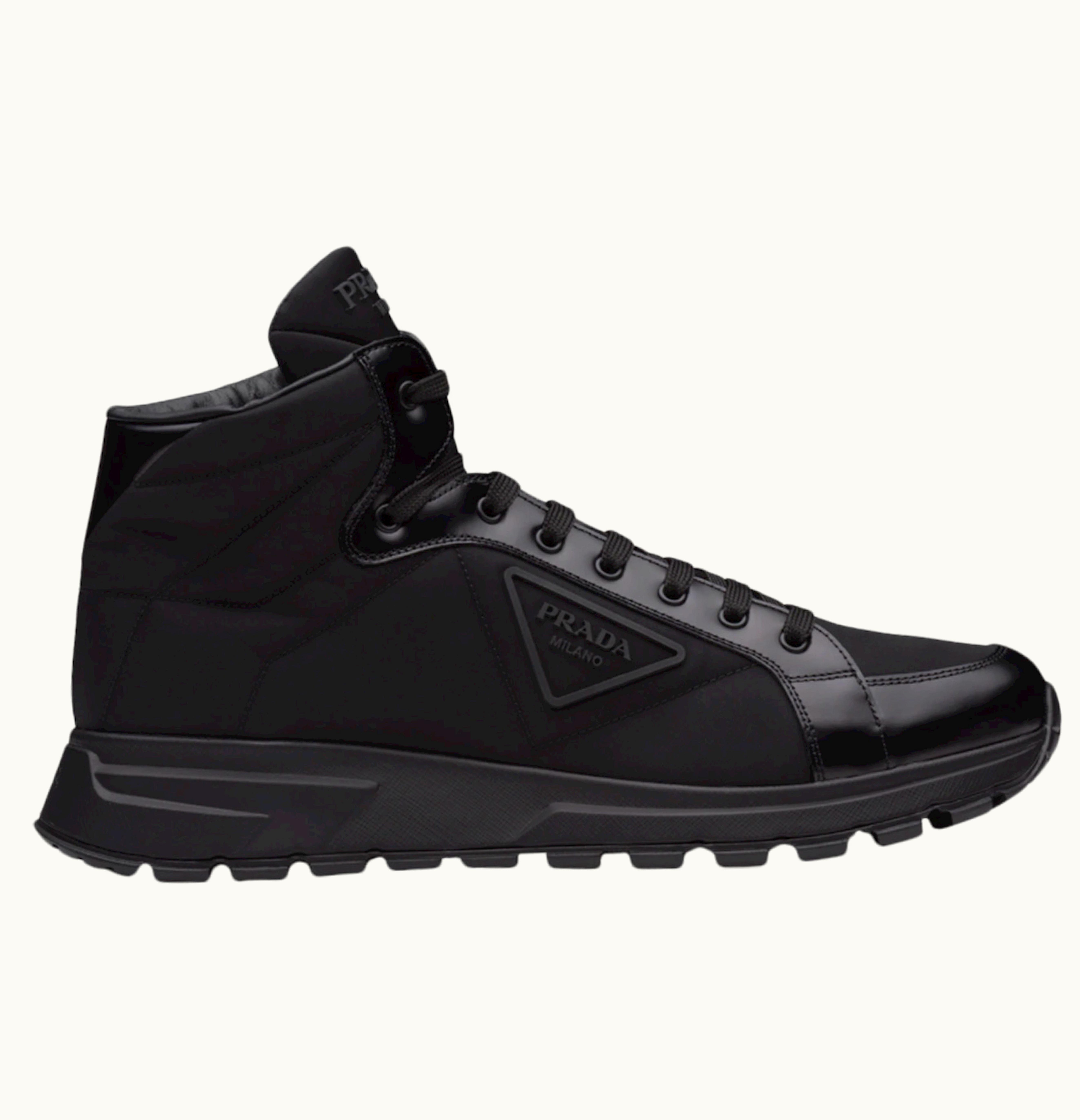 Prada Prax 01 High Top Re Nylon And Brushed Leather Black