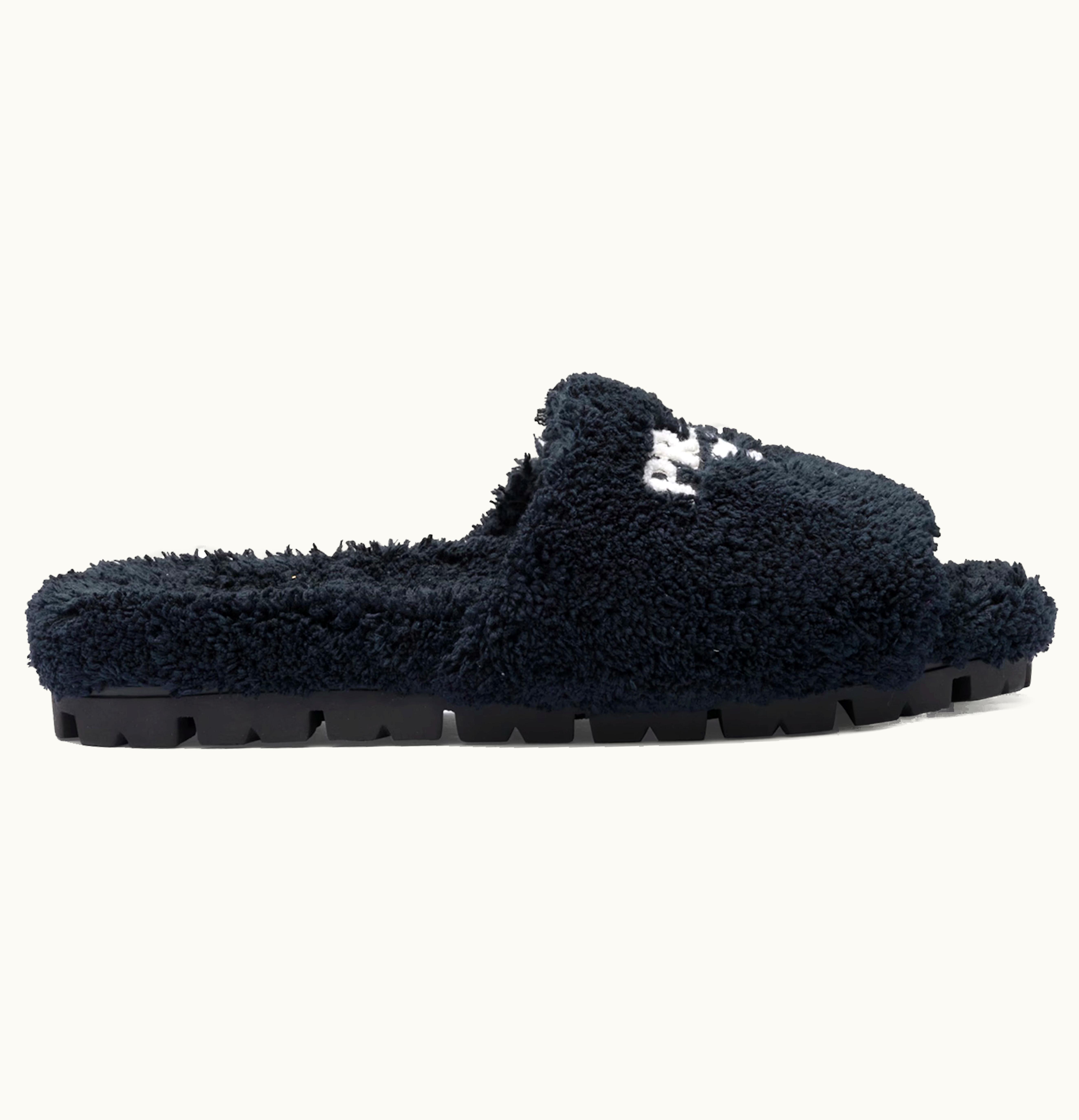 Prada Prada Terry Cloth Slides Black Womens