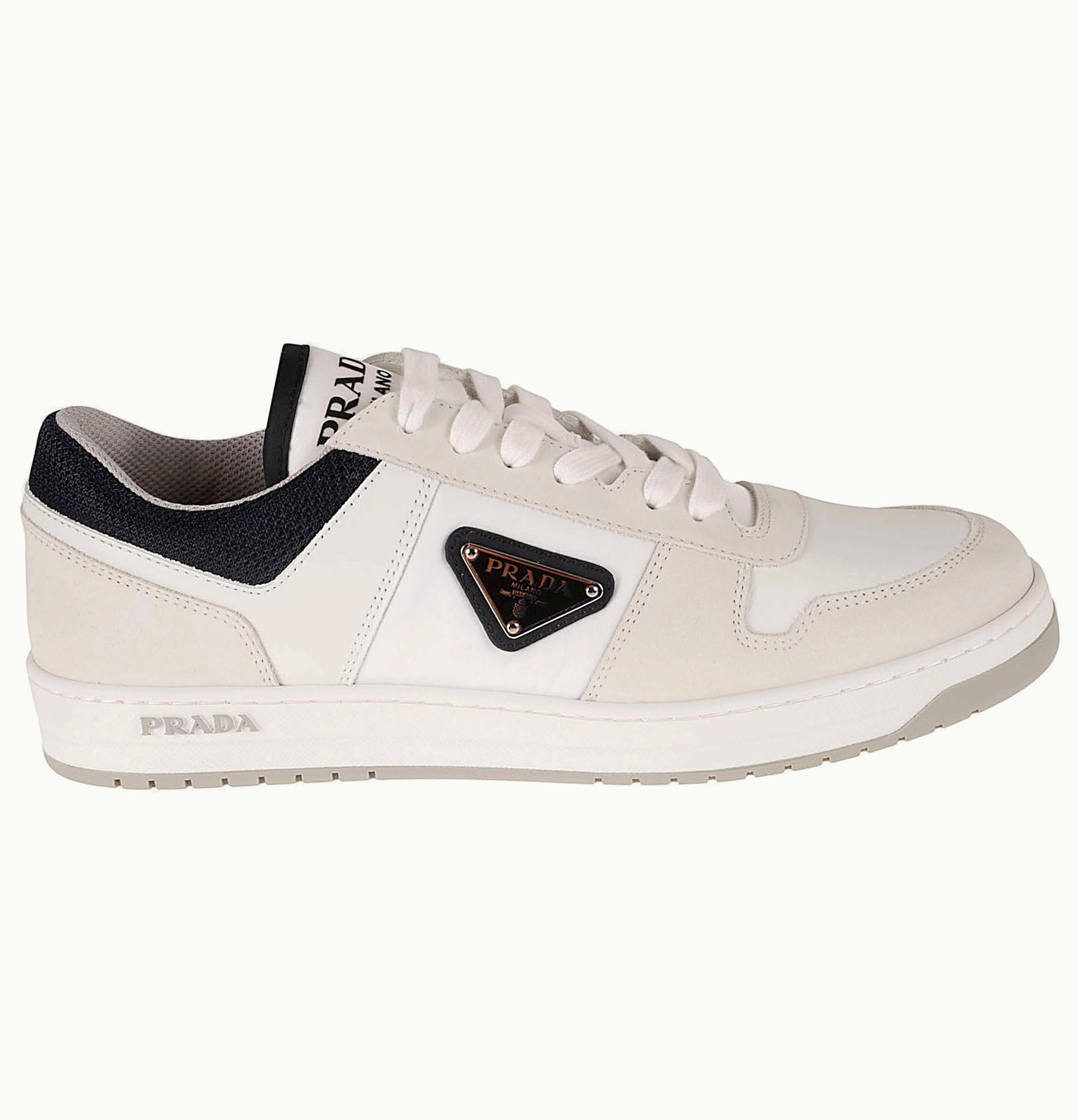 Prada Downtown Leather Re Nylon Sneaker White Blue