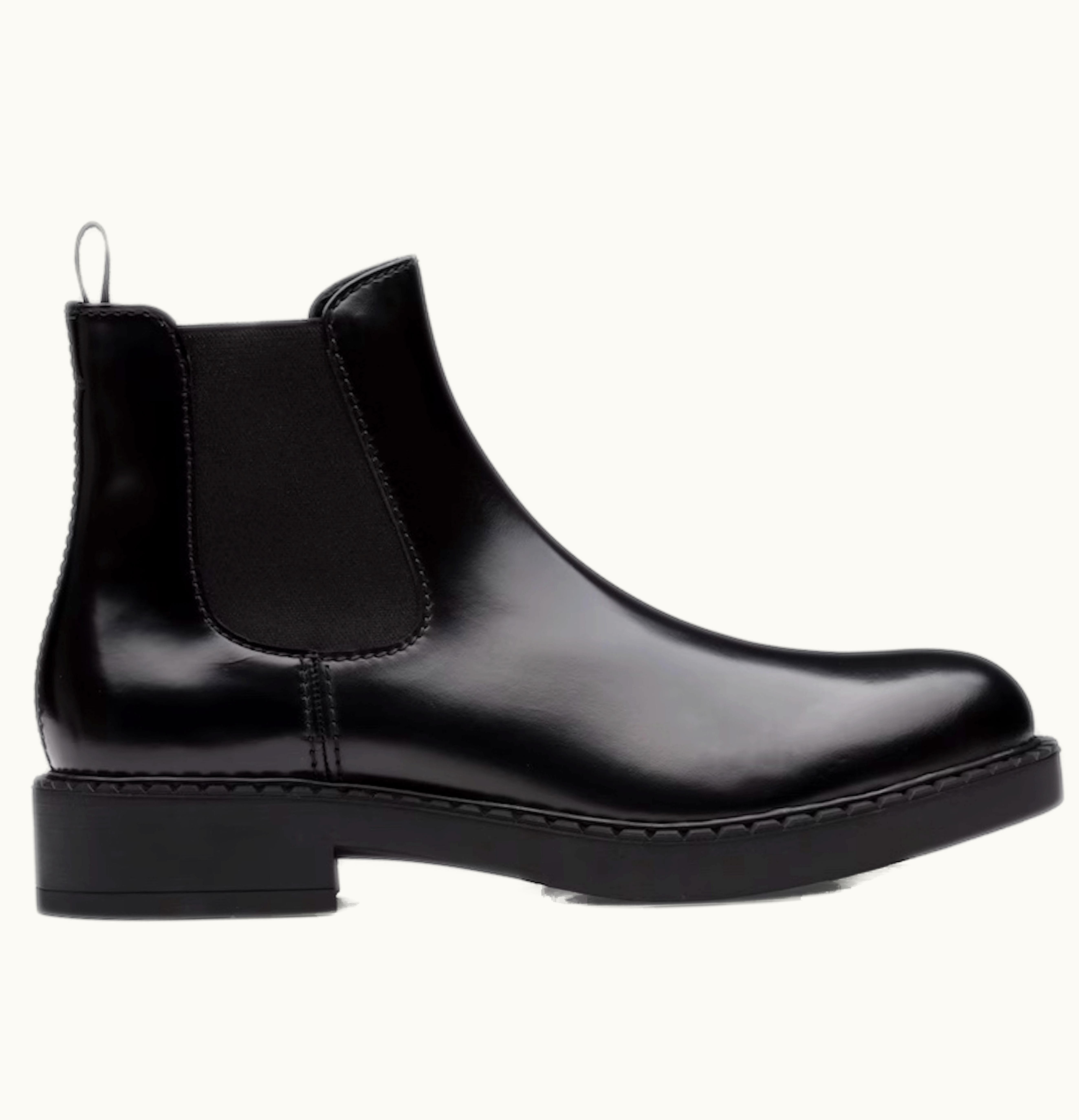 Prada Brushed Calf Leather Chelsea Boot Black