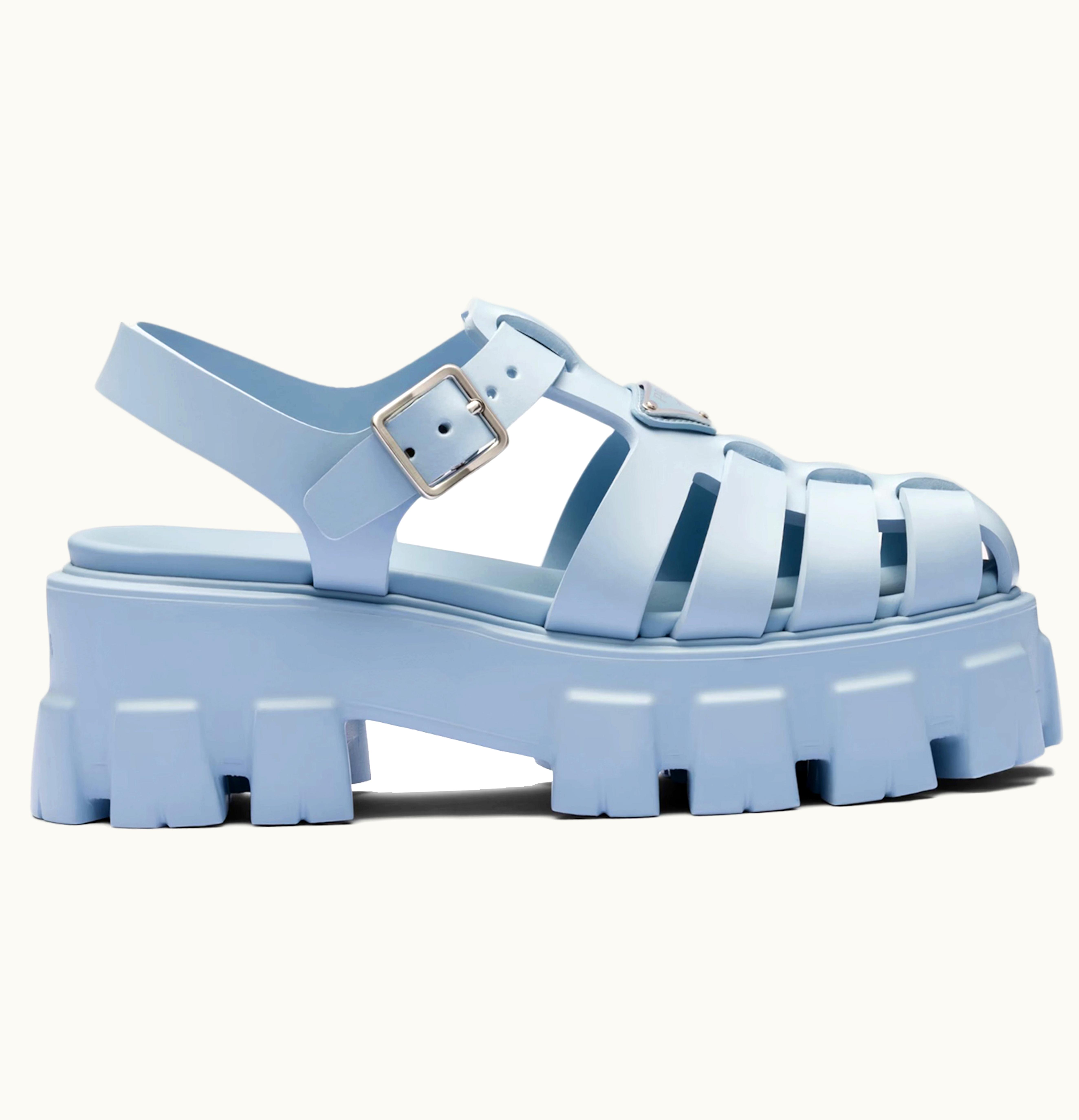 Prada Monolith Foam Rubber 55mm Sandals Light Blue