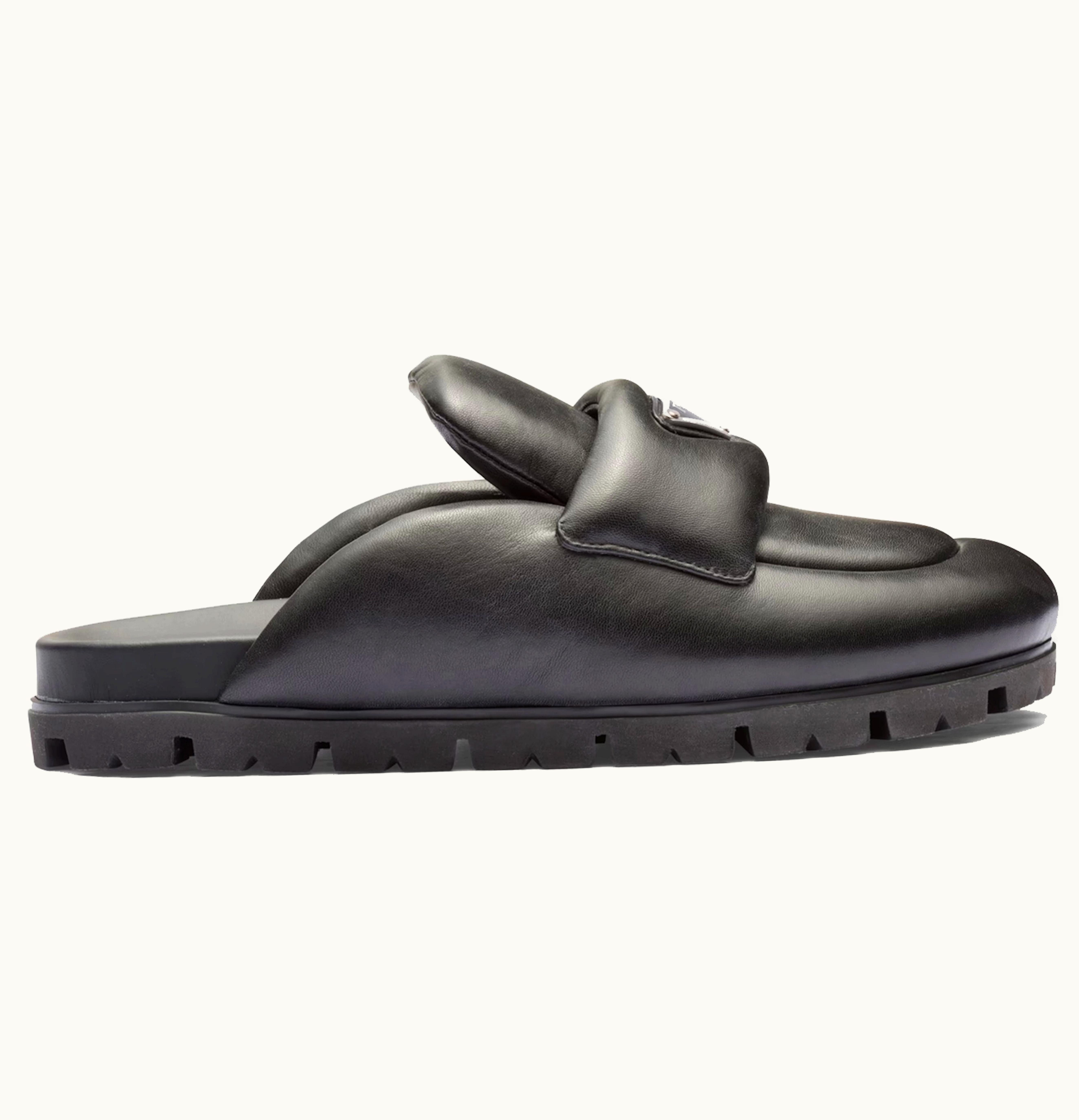 Prada Soft Padded 20mm Sabots Black Nappa Leather