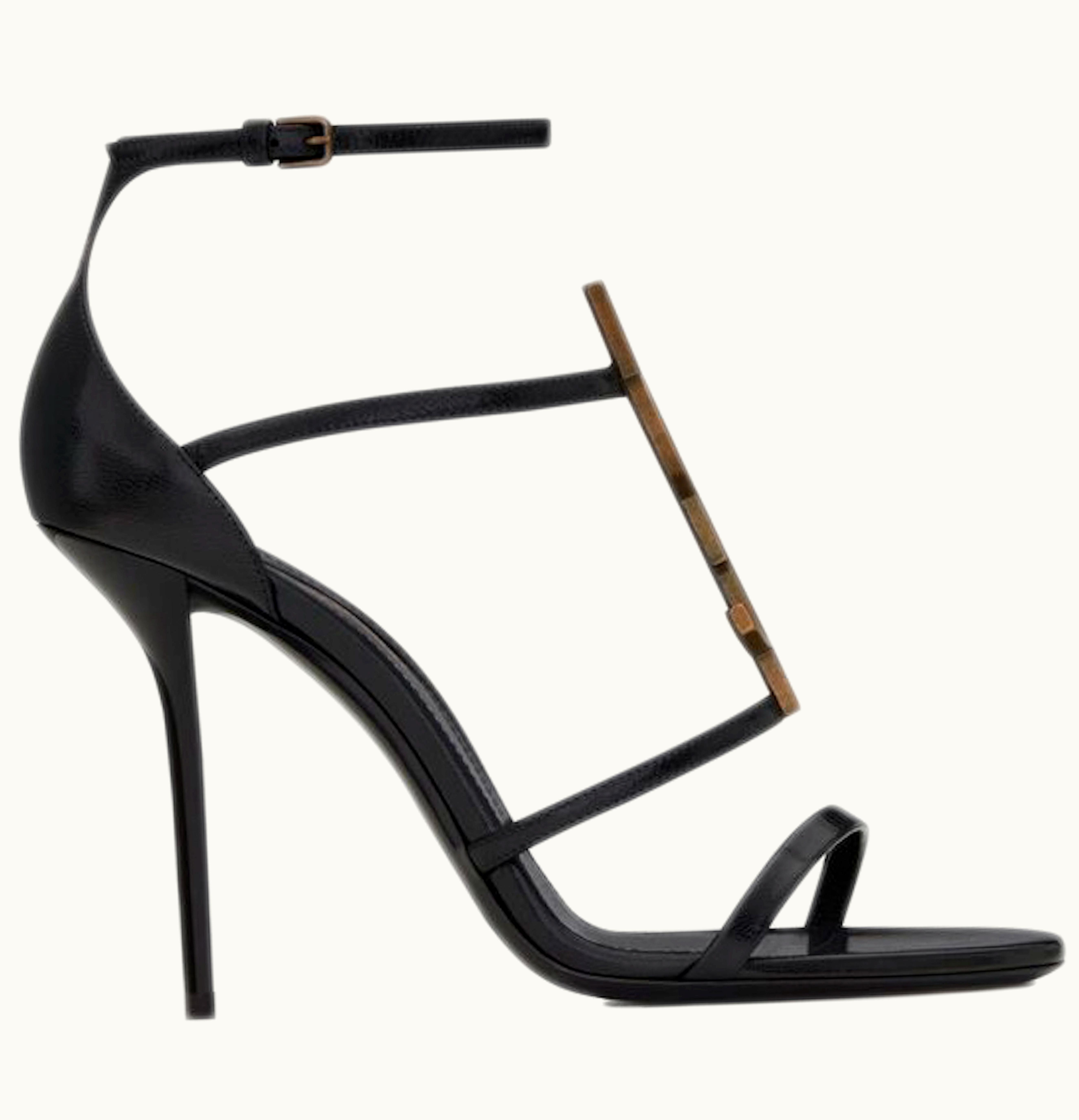 Saint Laurent Cassandra Sandal Heels Black Leather