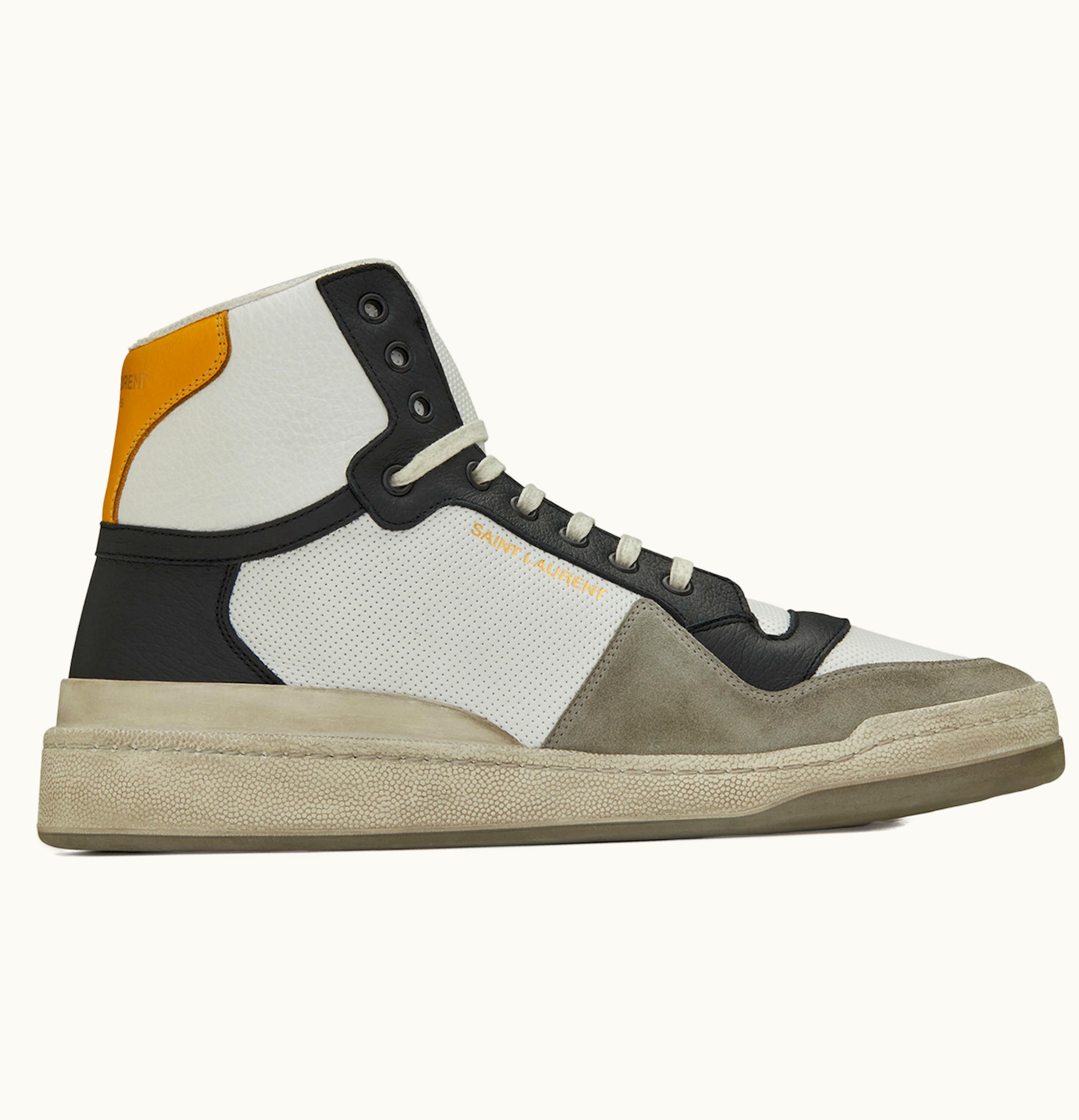 Saint Laurent Sl 24 Mid Distressed Optic White Black Yellow