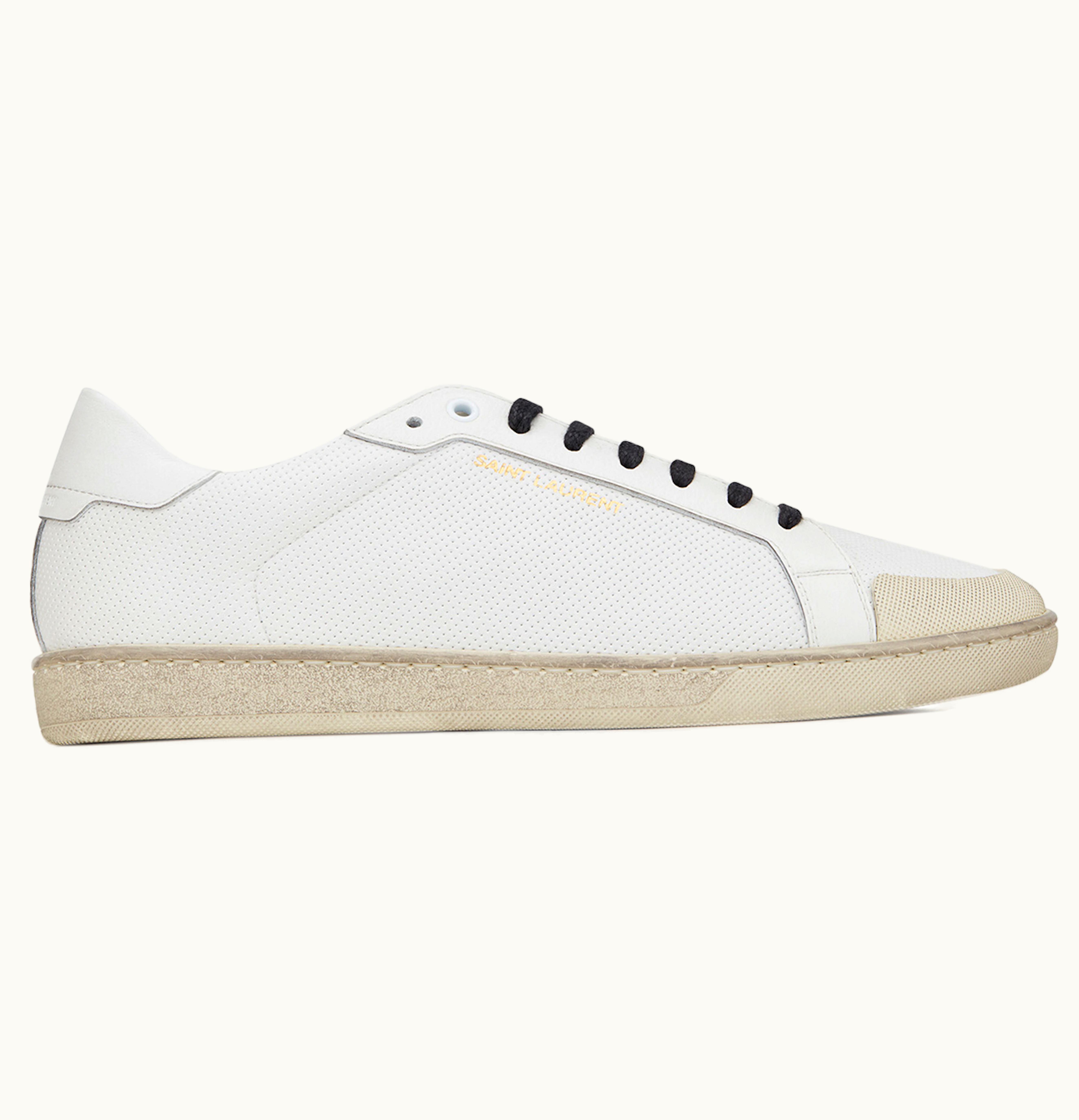 Saint Laurent Court Classic Sl 39 Low Perforated Leather Optic White