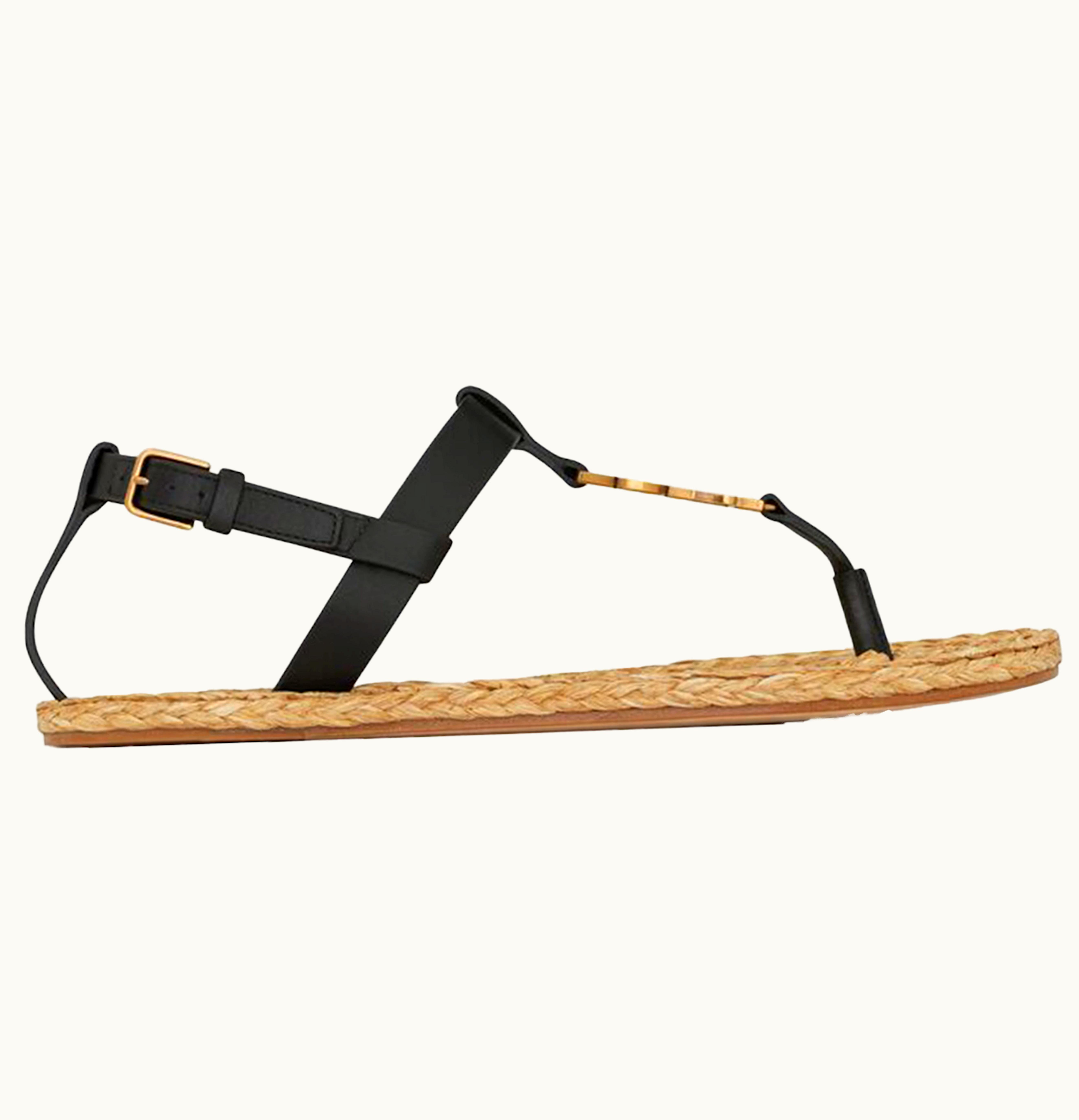 Saint Laurent Cassandra Sandals Black Leather