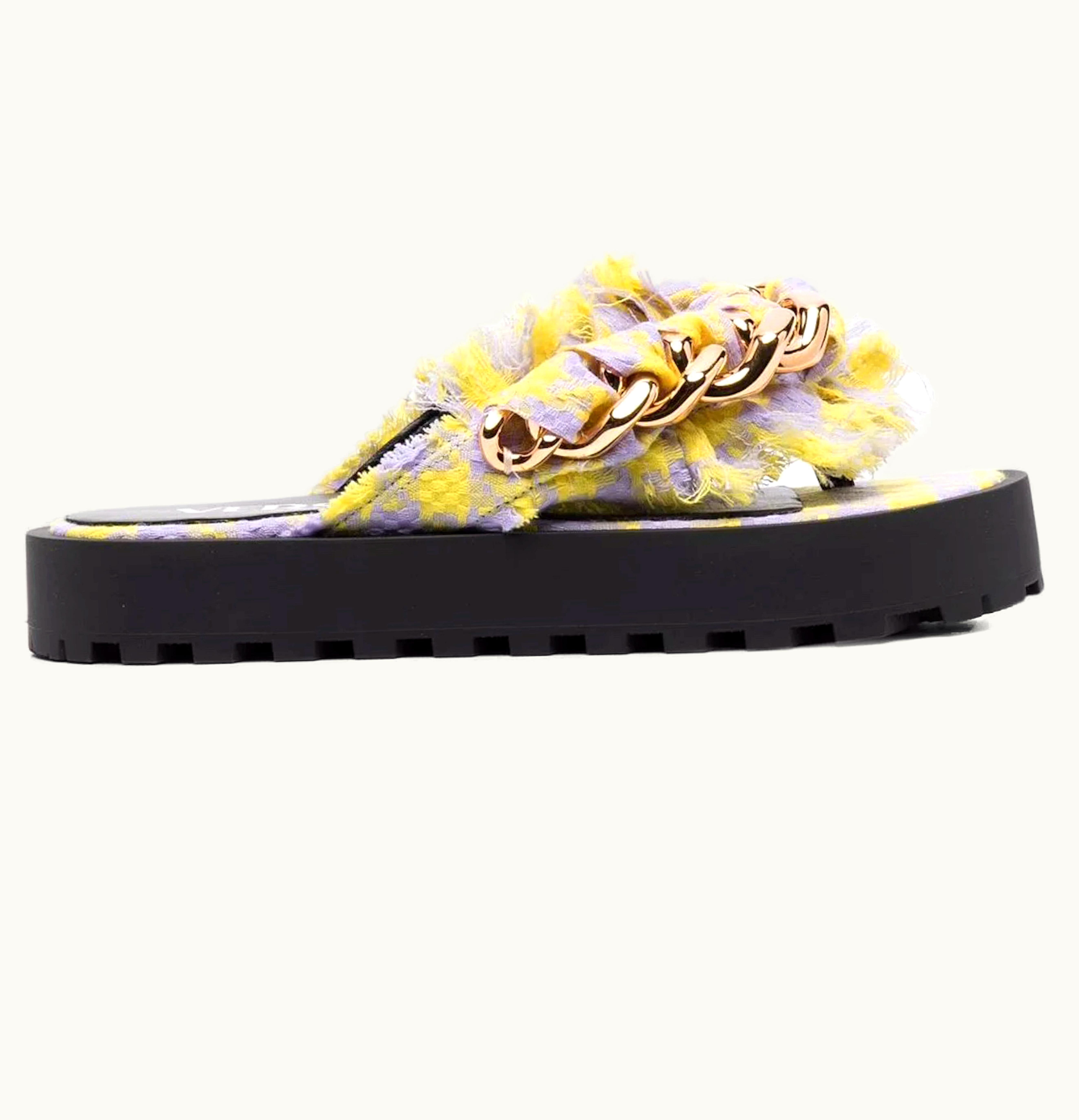 Versace Versace Chain Embellished Platform Sandal Black Yellow Womens
