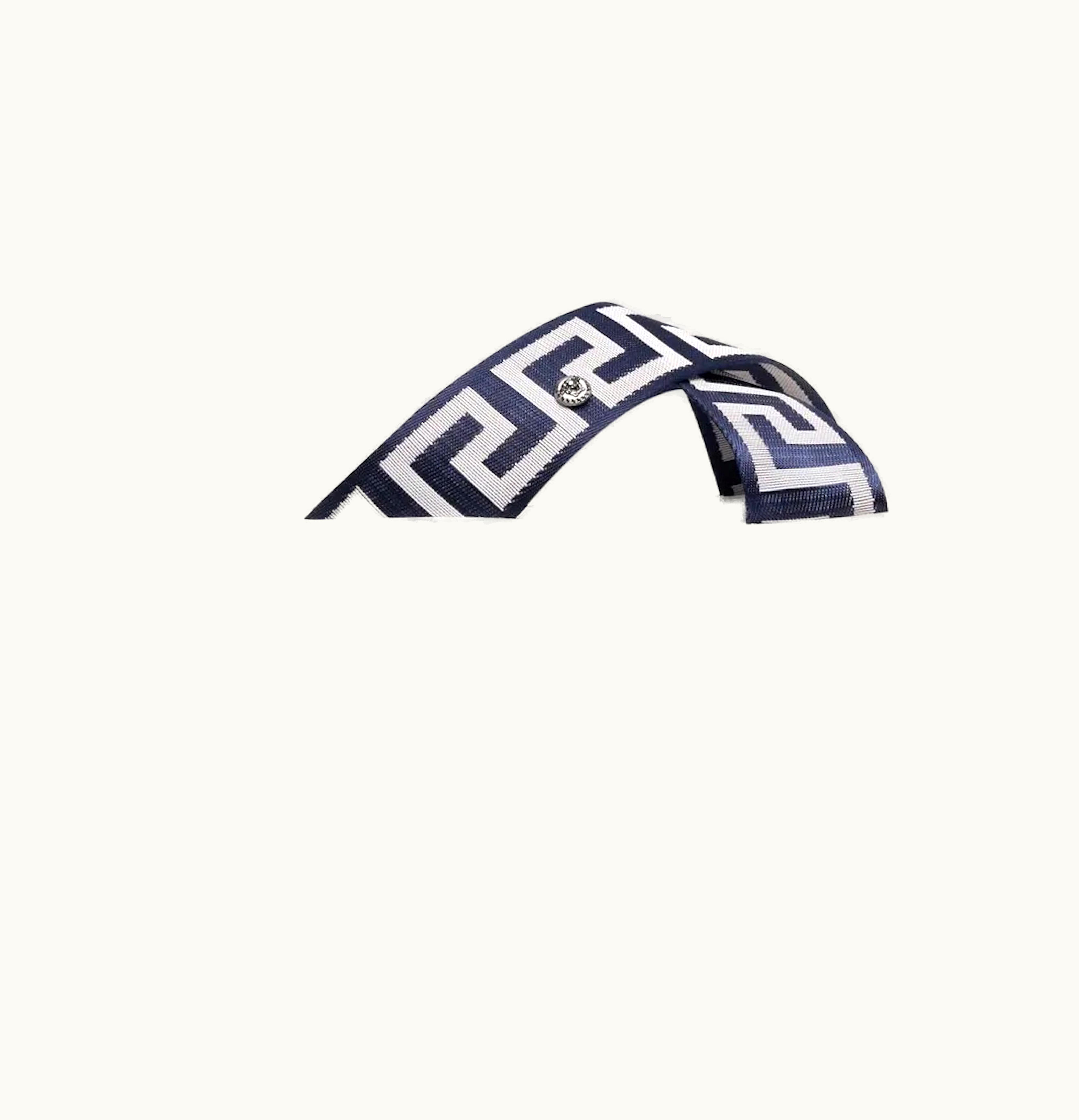 Versace Versace Greca Print Crossover Strap Slide Navy White