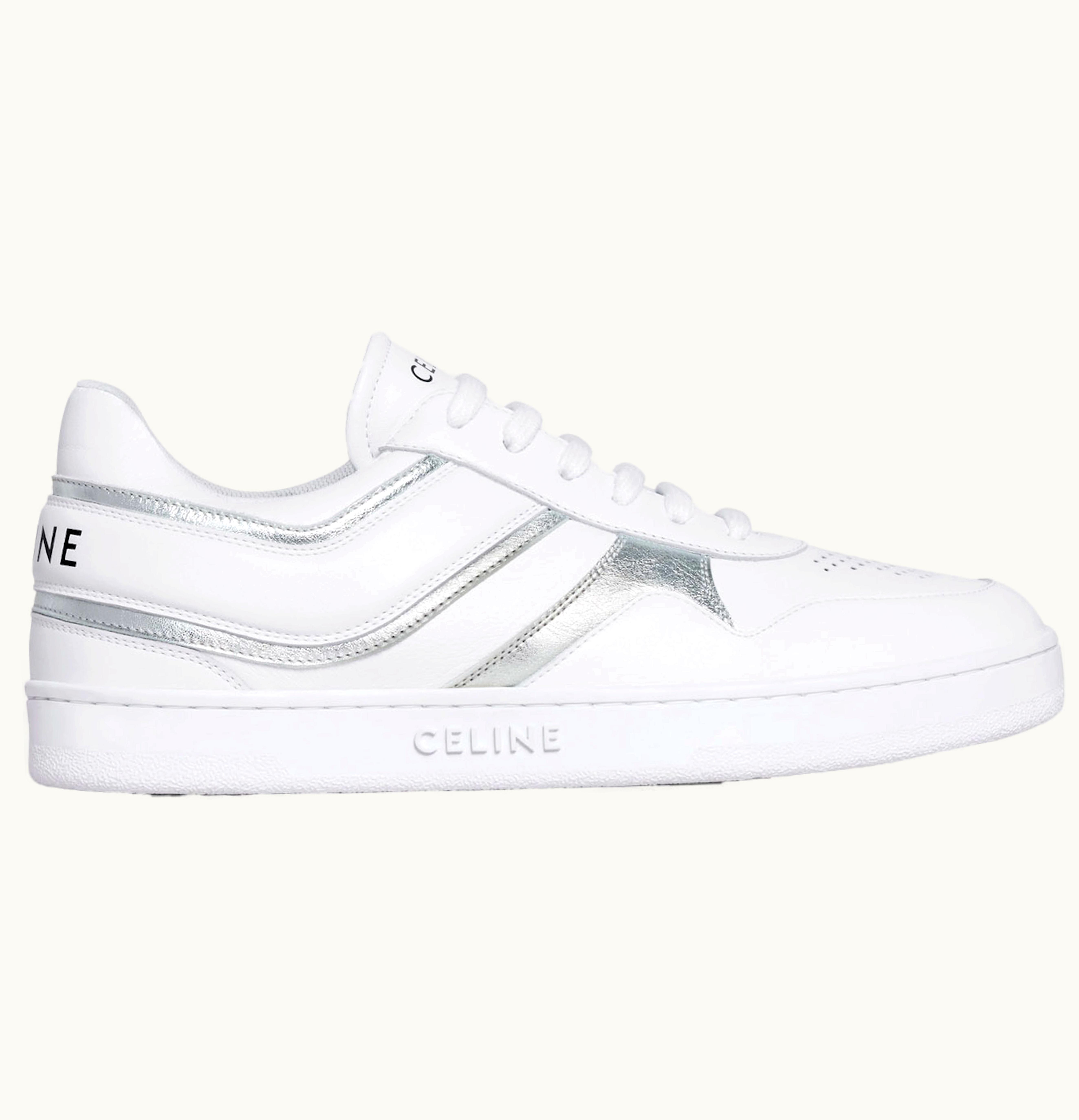 Celine Trainer Low Top White Leather Womens