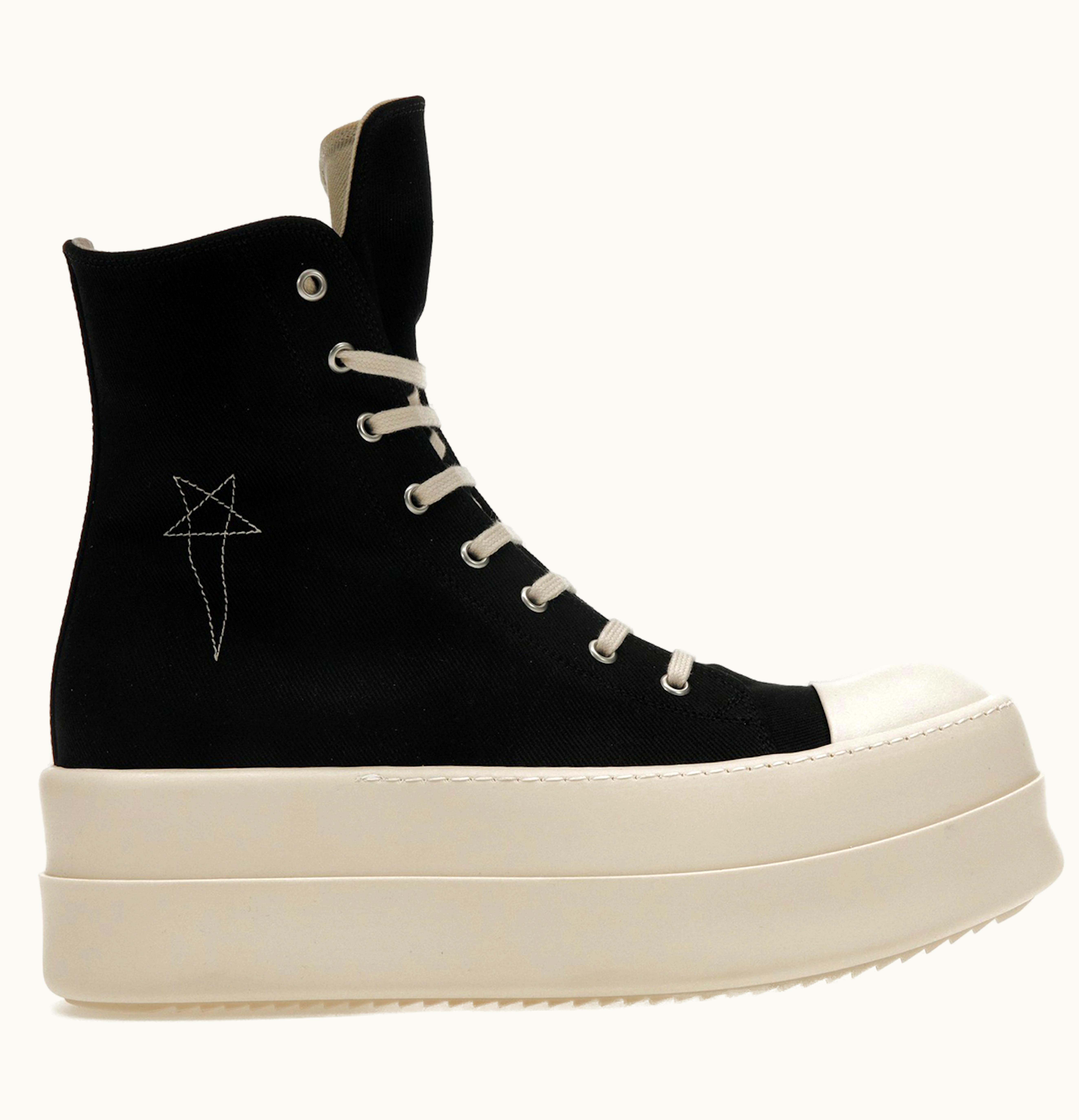 Rick Owens Rick Owens DRKSHDW Mega Bumper Sneaks Pentagram Black Pearl Milk