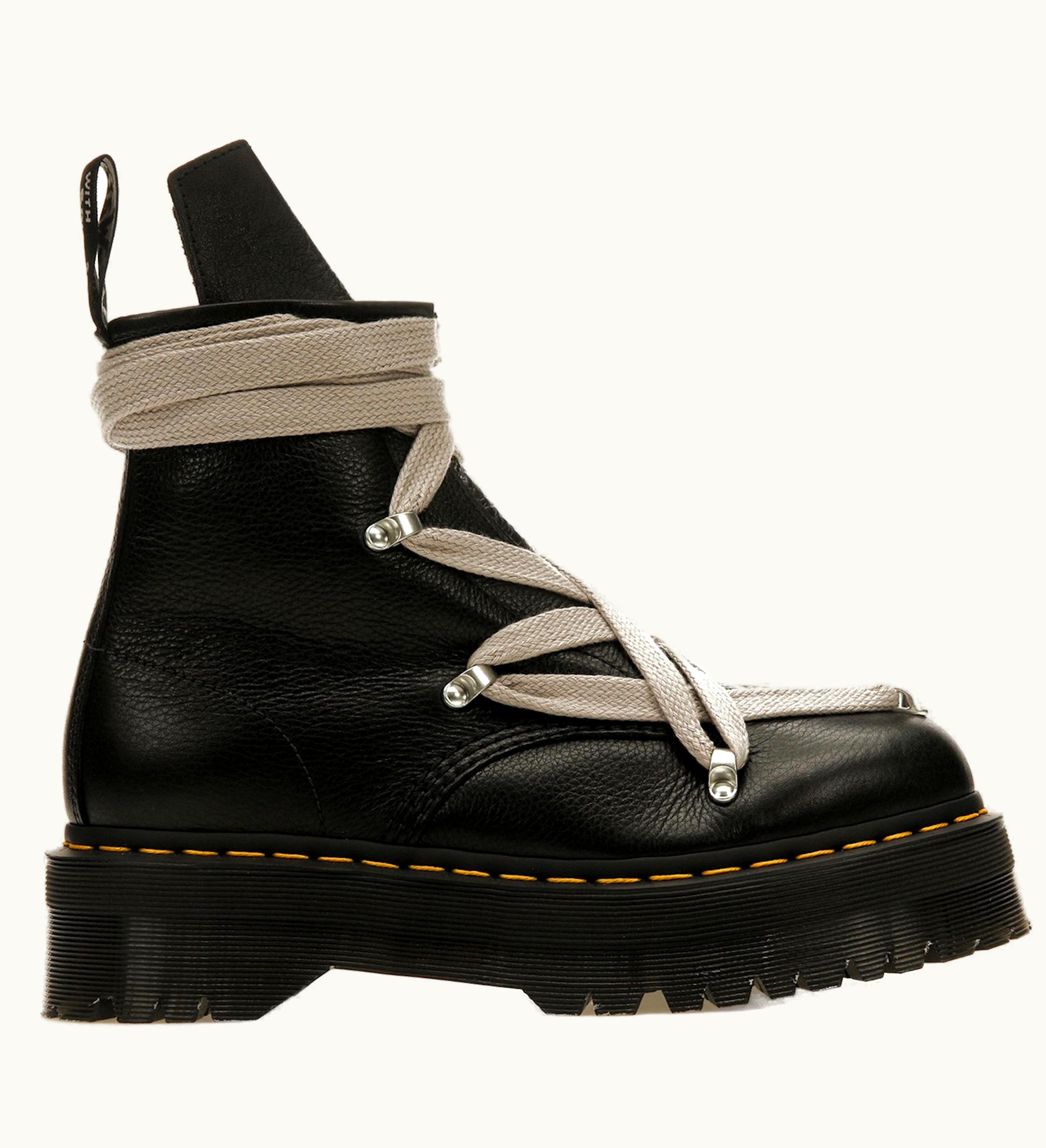 Dr. Martens Dr. Martens Dr Martens 1460 Quad Leather Sole Pentagram Wrap Lace Boot Rick Owens Black