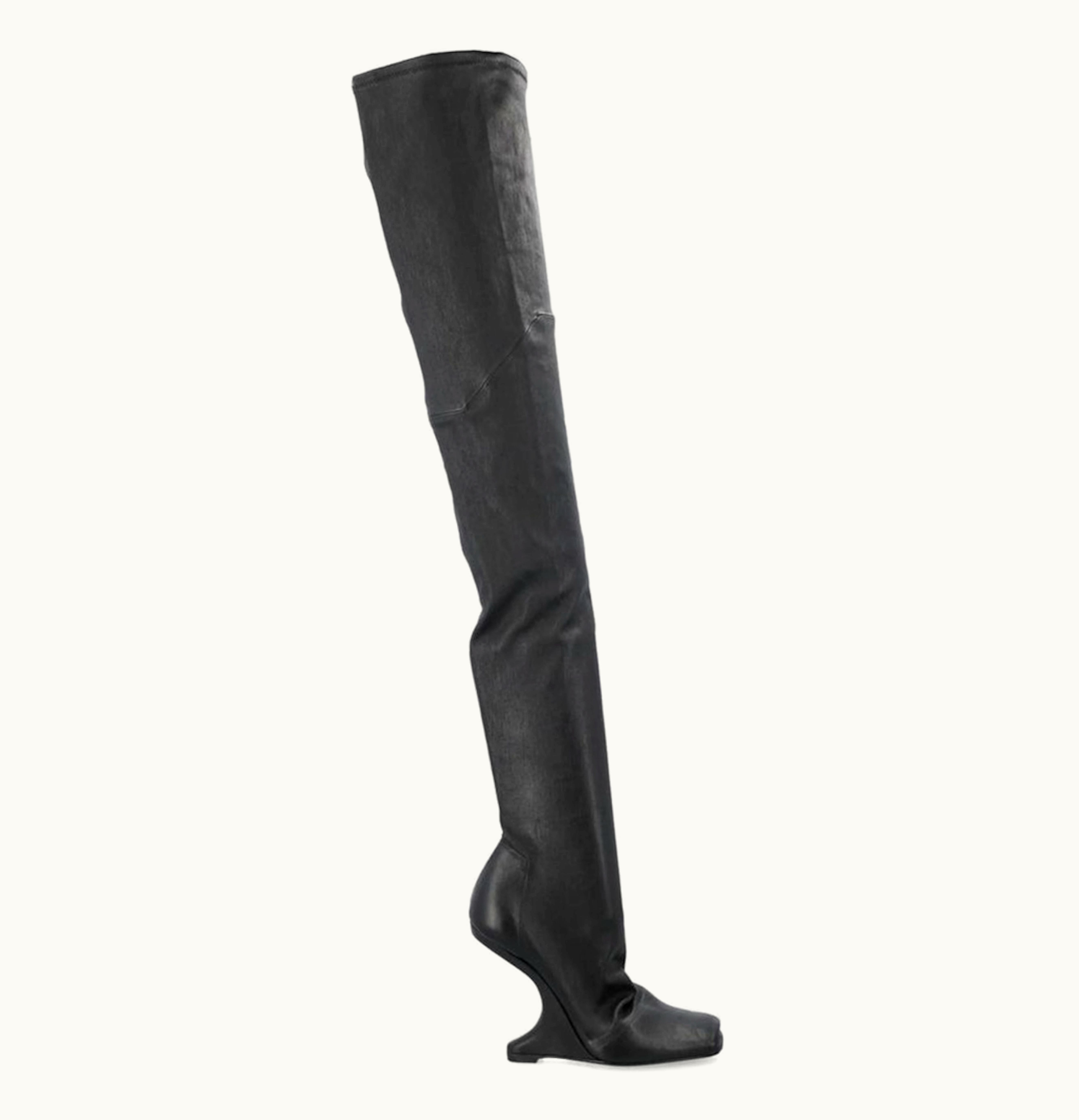Rick Owens Rick Owens Luxor Cantilever Curved Heel Thigh High Boot Black Womens
