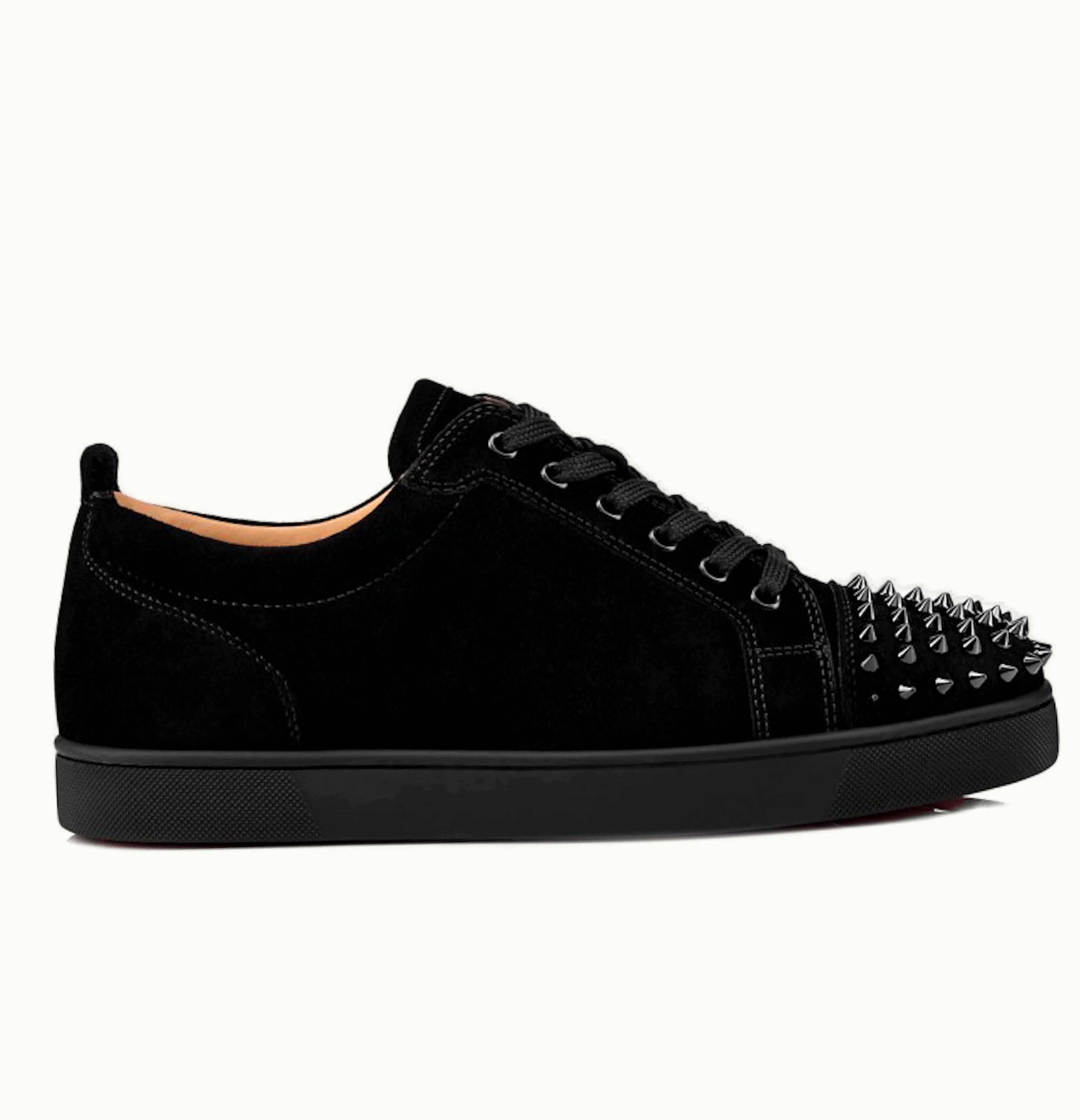 Christian Louboutin Christian Louboutin Louis Junior Spikes Veau Velours Sneaker Black