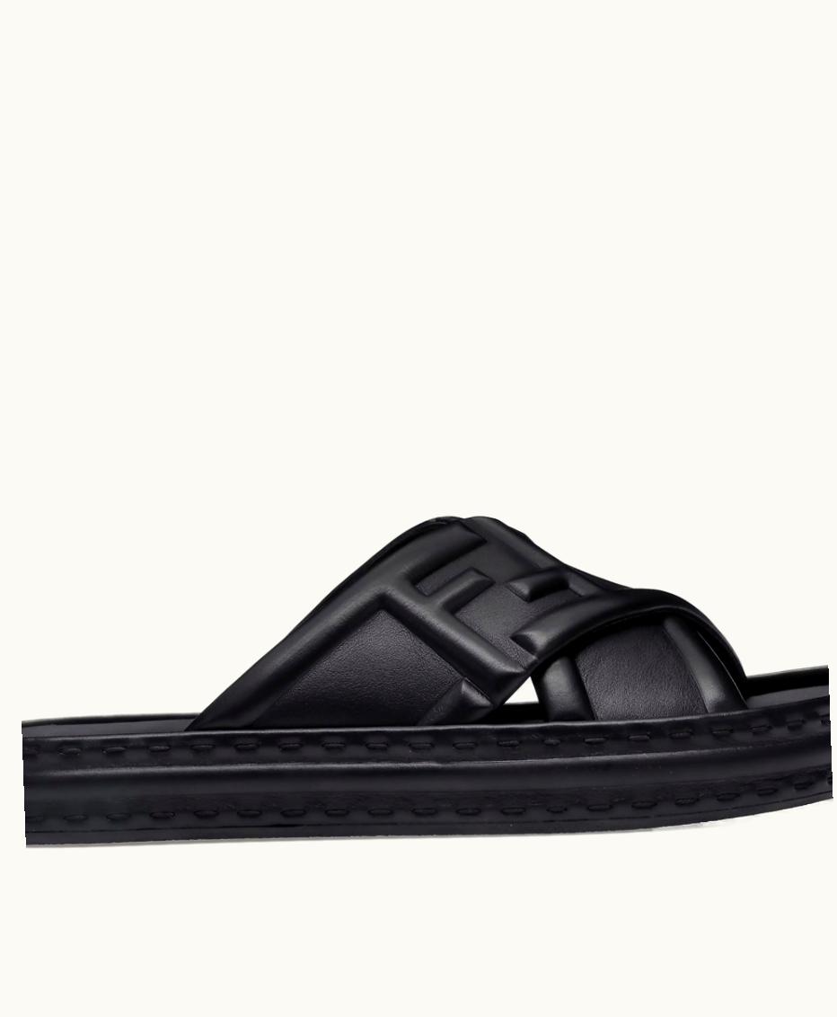 Fendi Crossover Band Sandal Black Embossed Macro FF Motif