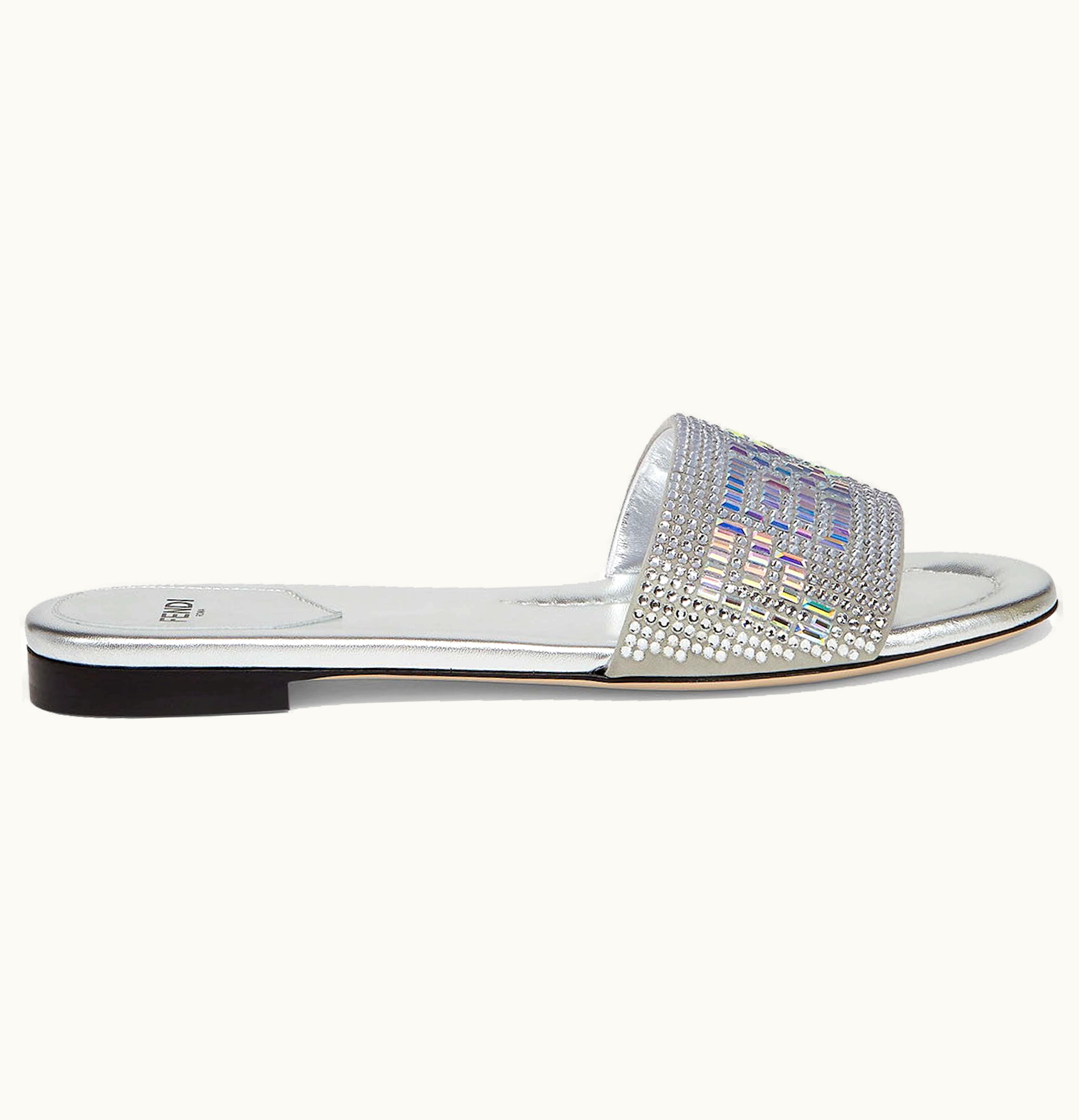Fendi By Marc Jacobs Signature Slides Silver Leather