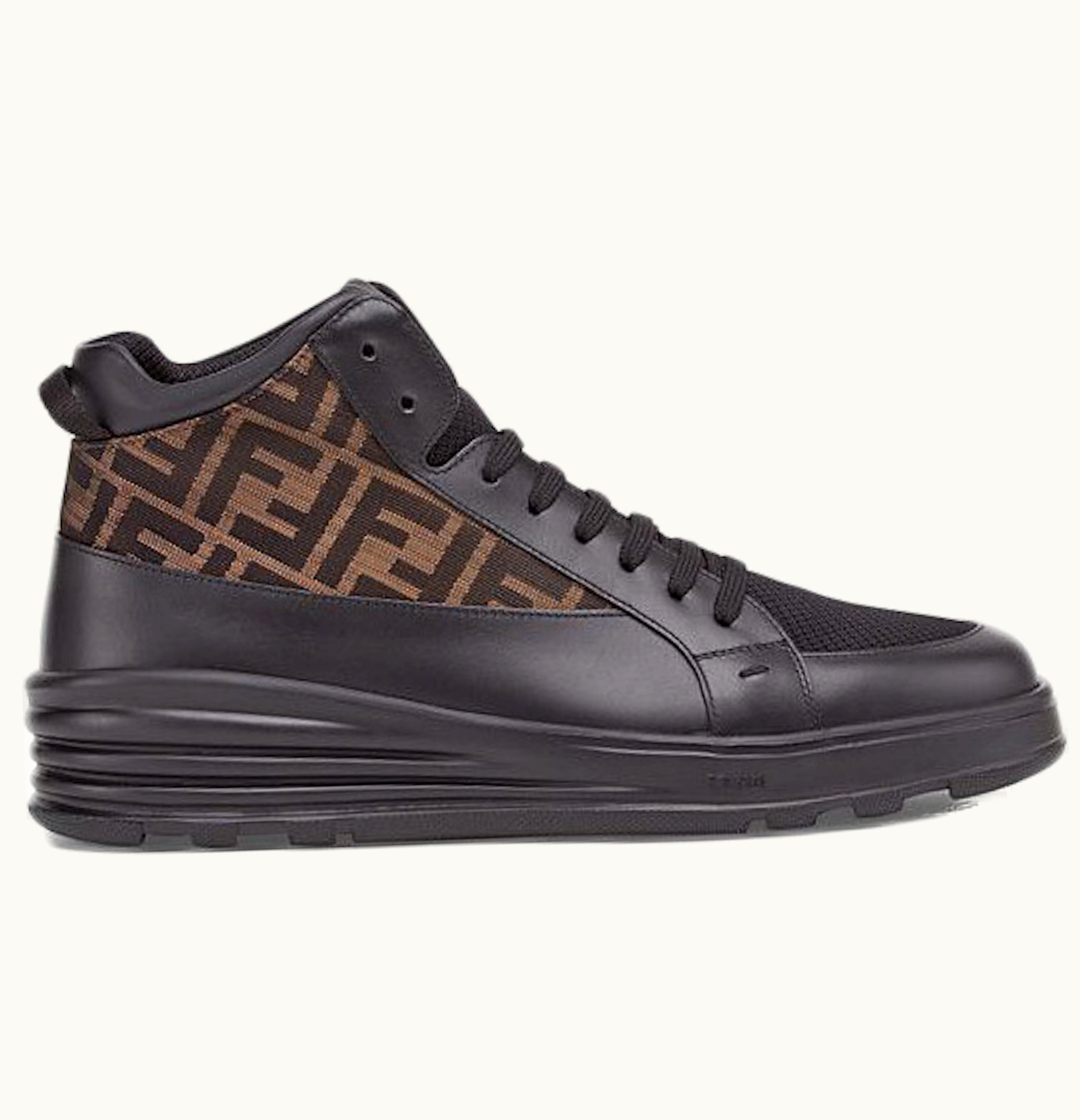 Fendi Leather Mid Top Black Brown