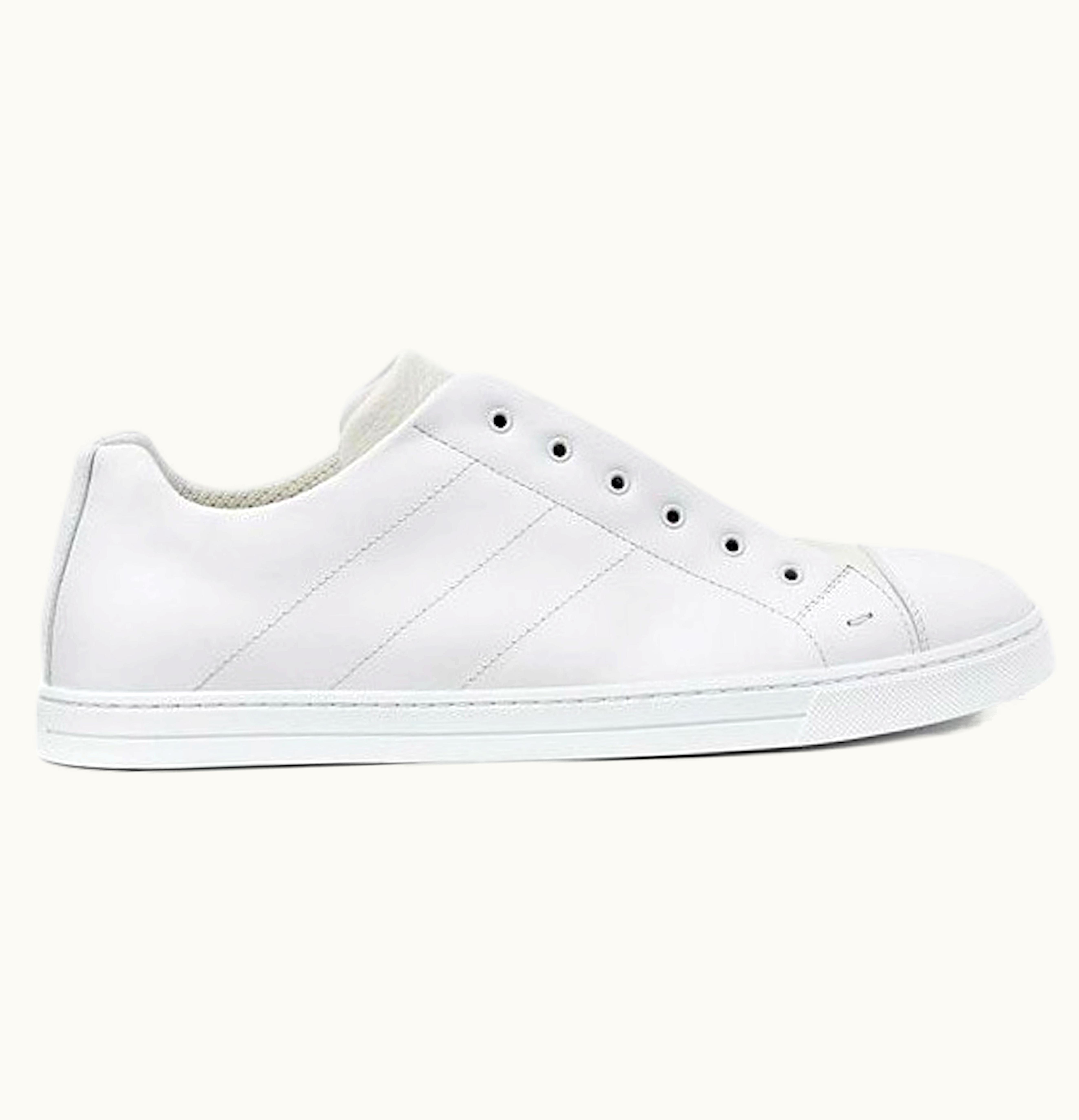 Fendi Leather Slip Ons White Brown