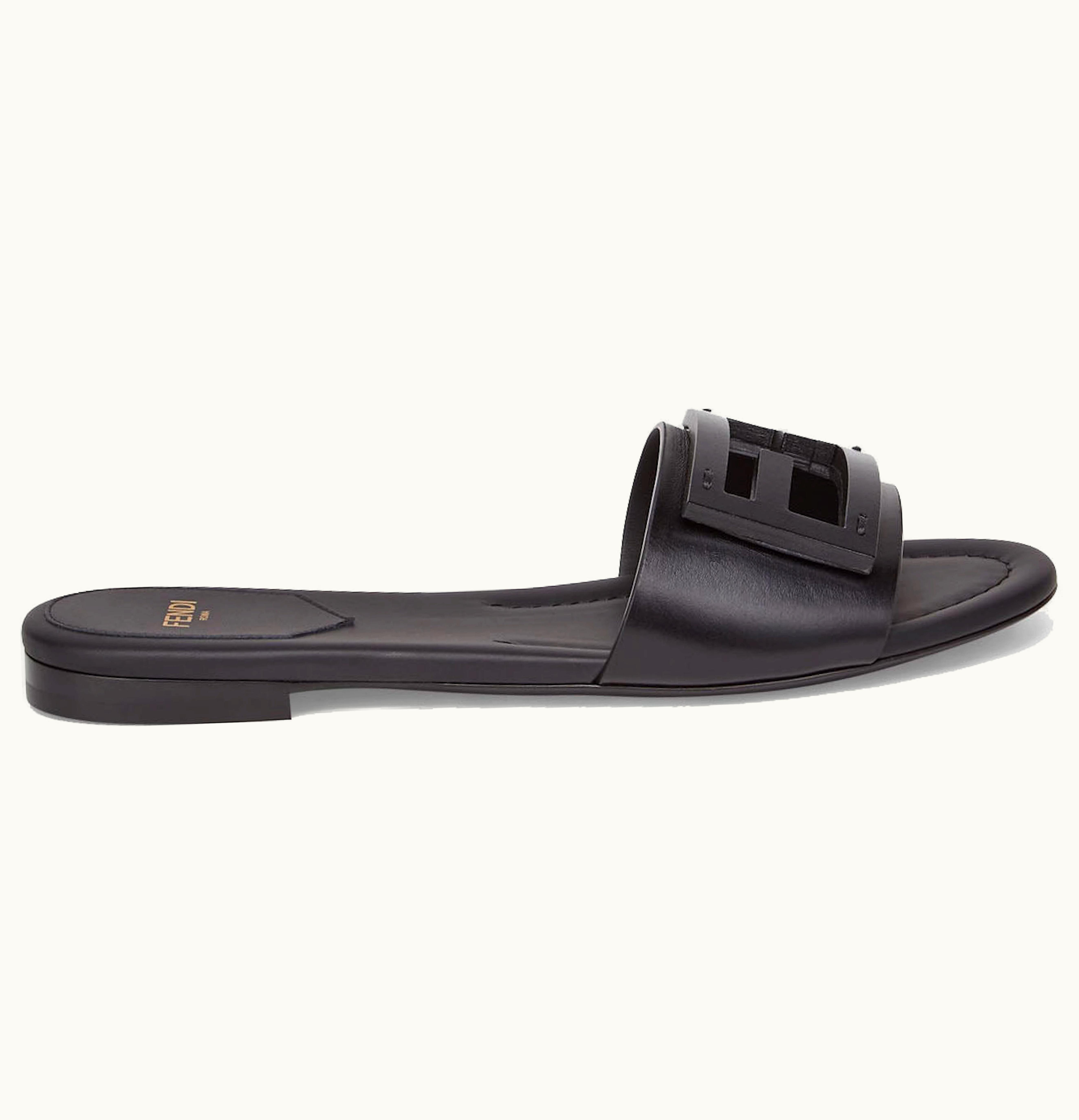 Fendi By Marc Jacobs Baguette Slides Black Leather