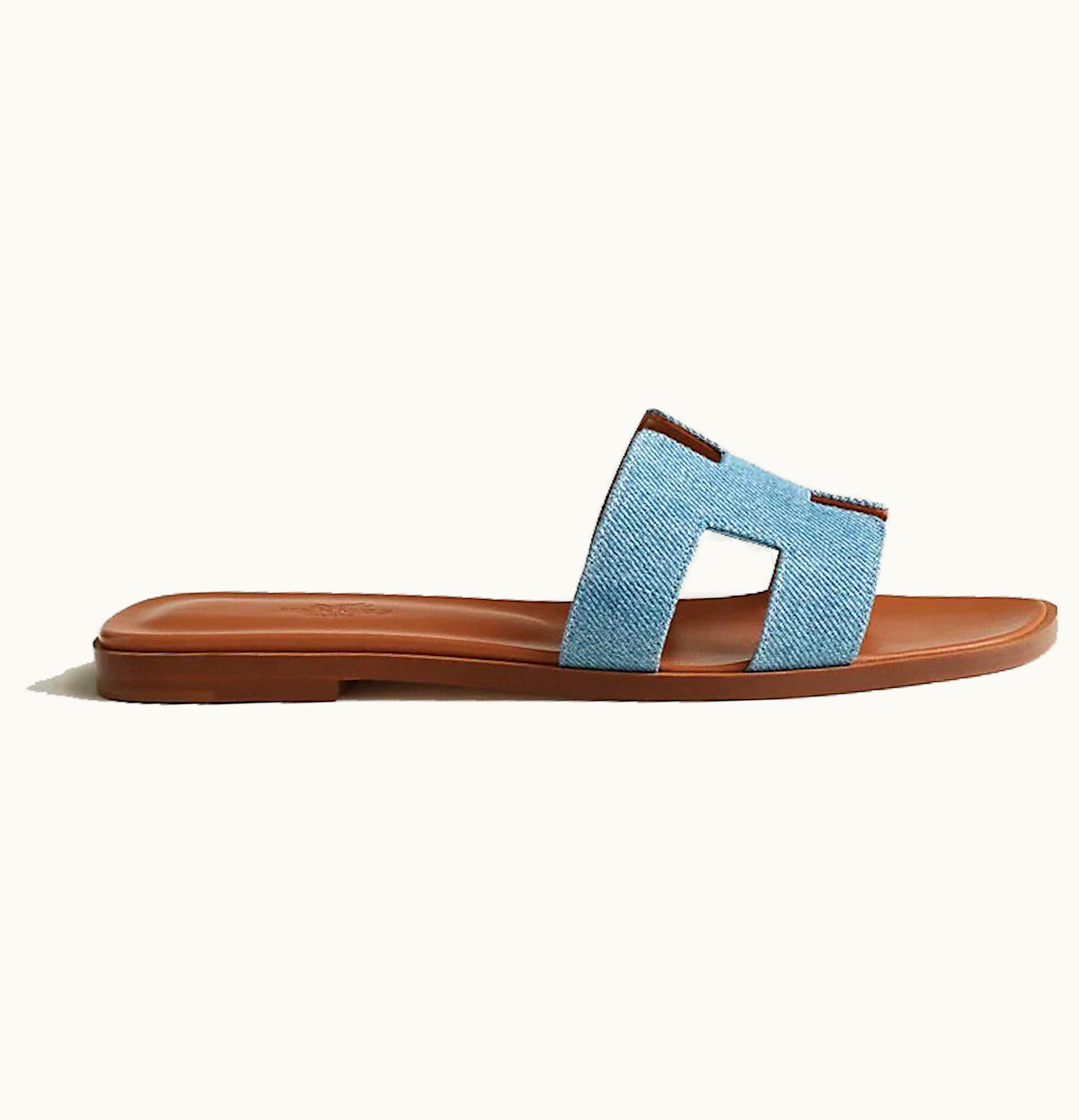 Hermes Oran Sandal Bleu Clair Denim