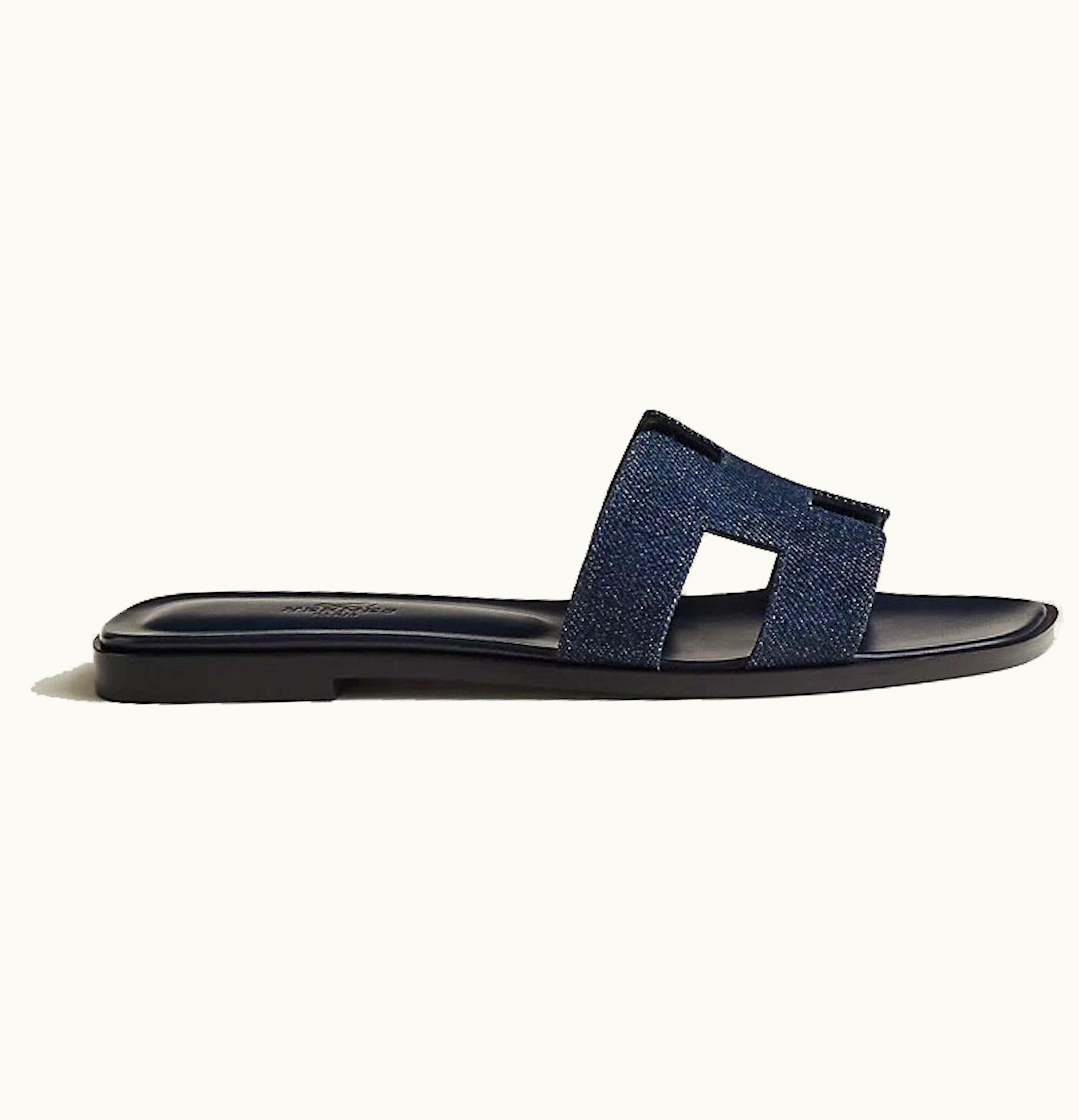 Hermes Oran Sandal Bleu Brut Denim