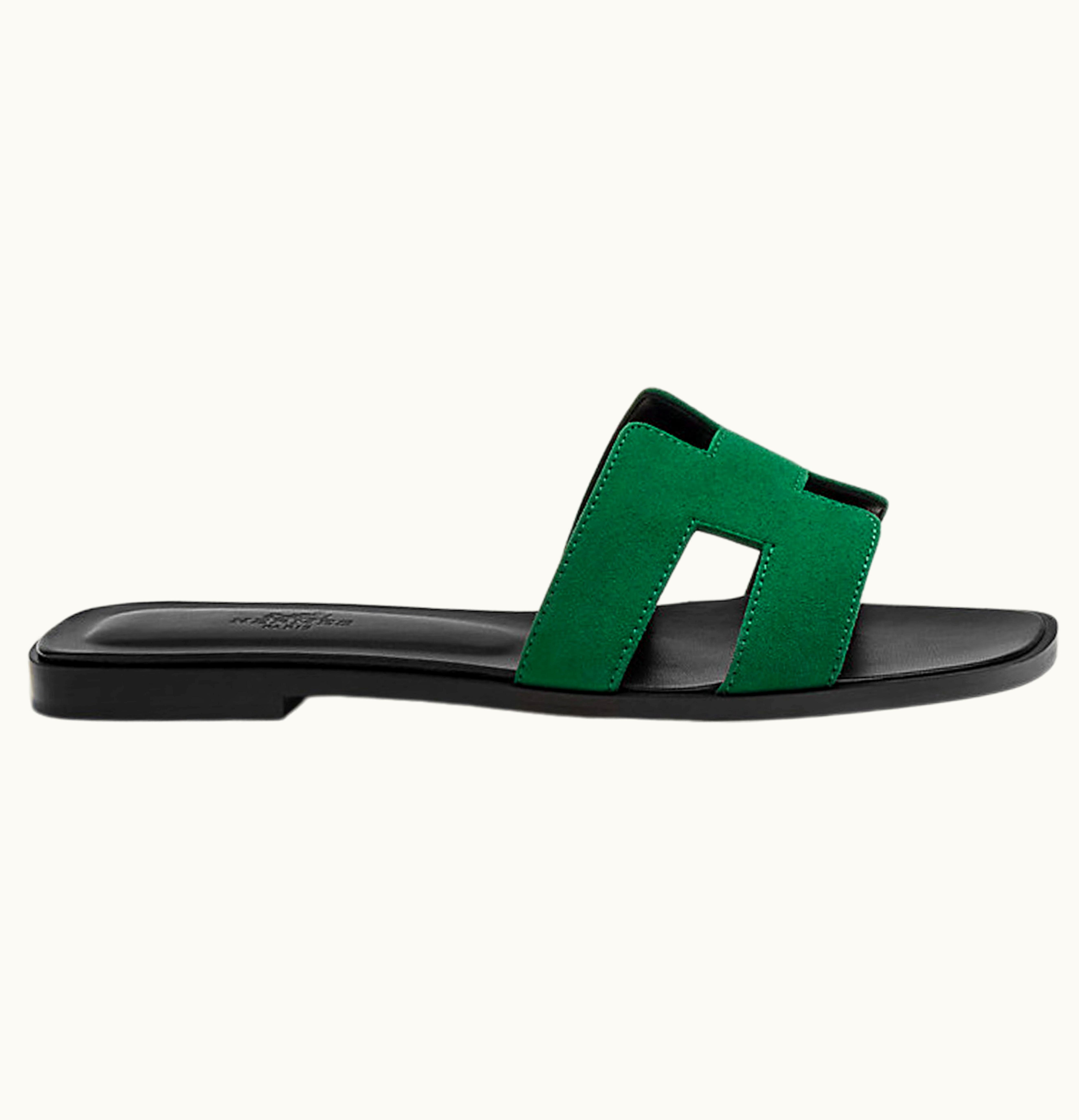 Hermes Oran Sandal Vert Electrique Leather