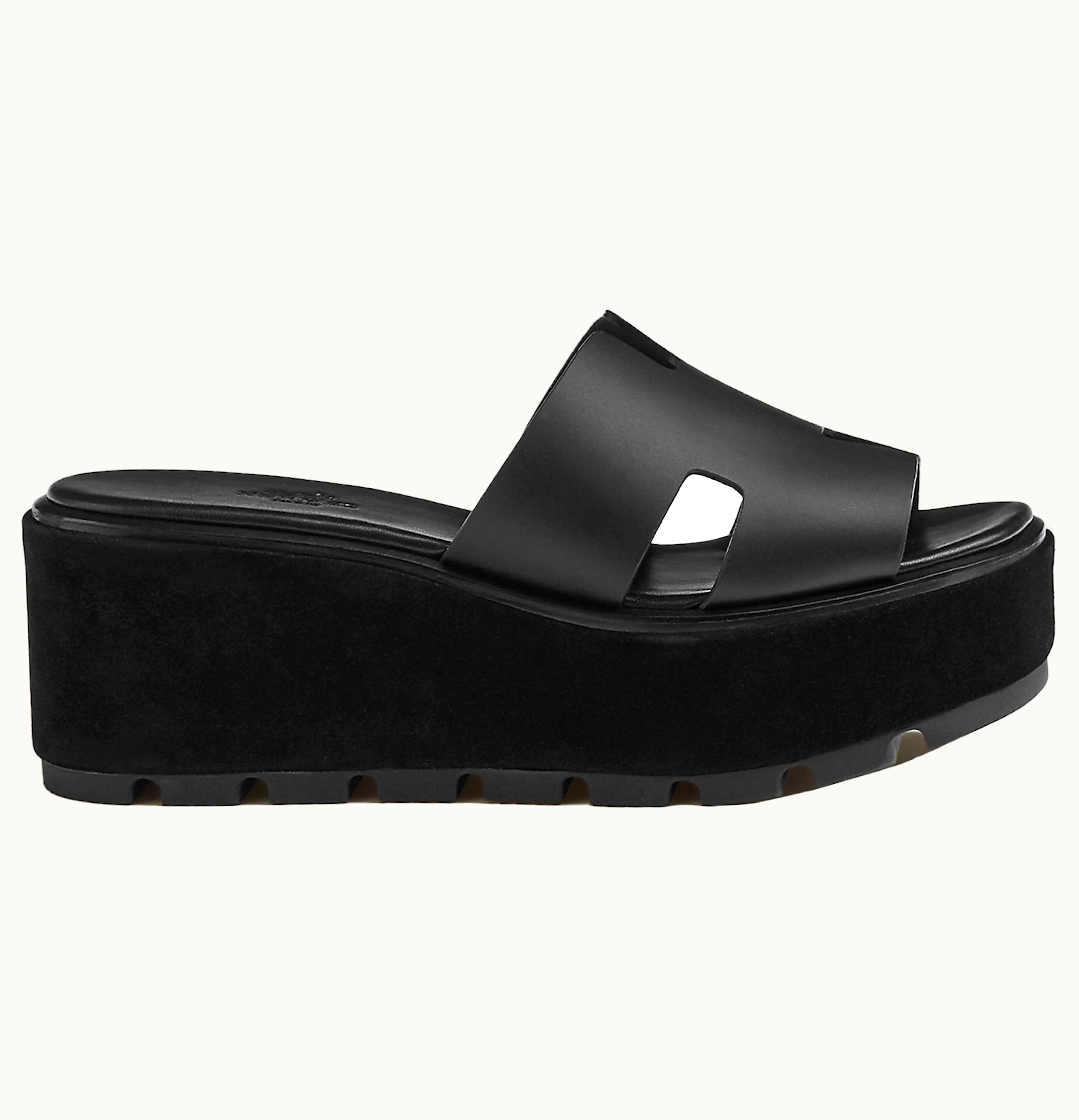 Hermes Eze 30 Sandal Noir Leather