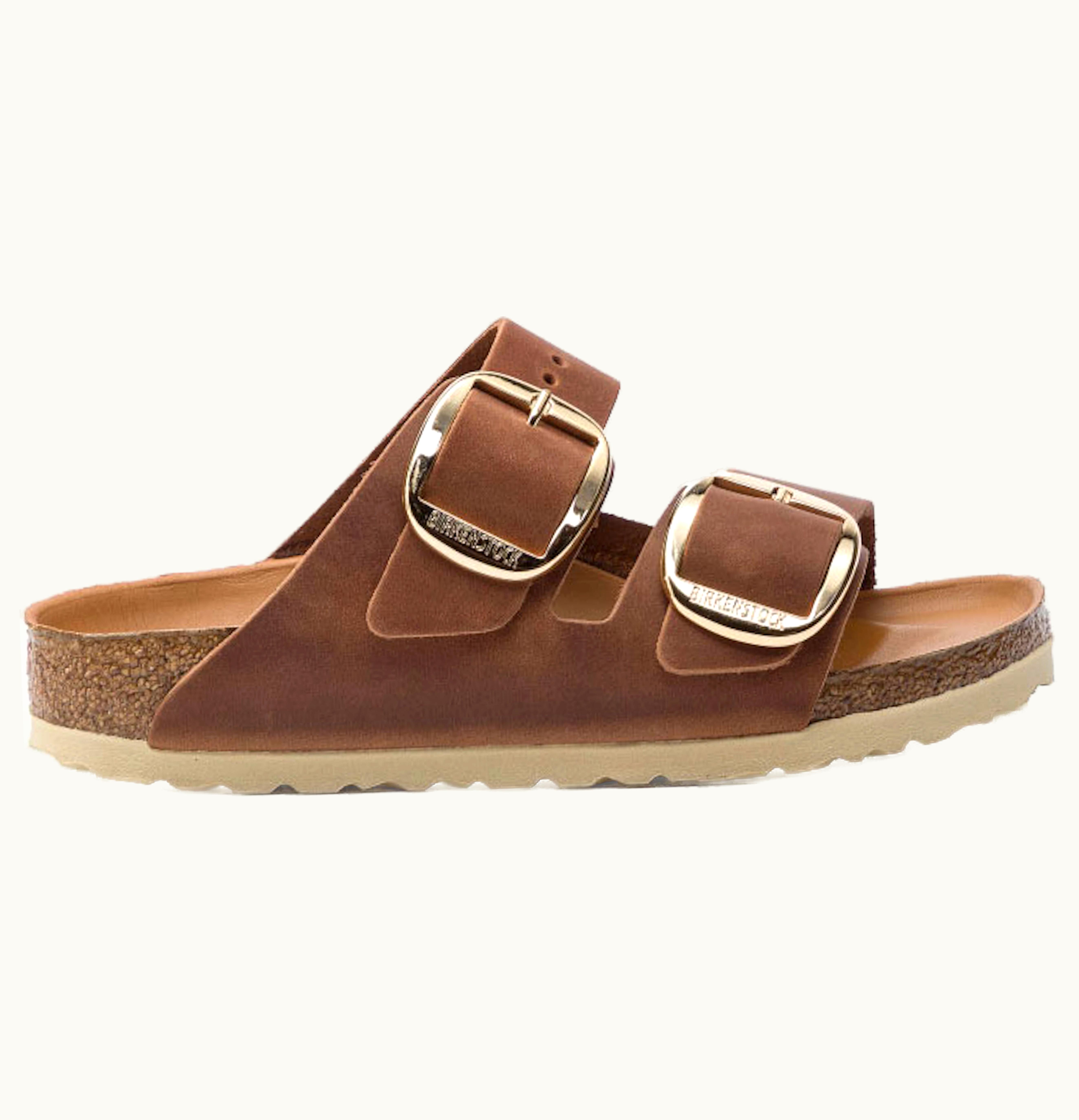 Birkenstock Arizona Big Buckle Oiled Leather Cognac Narrow Womens