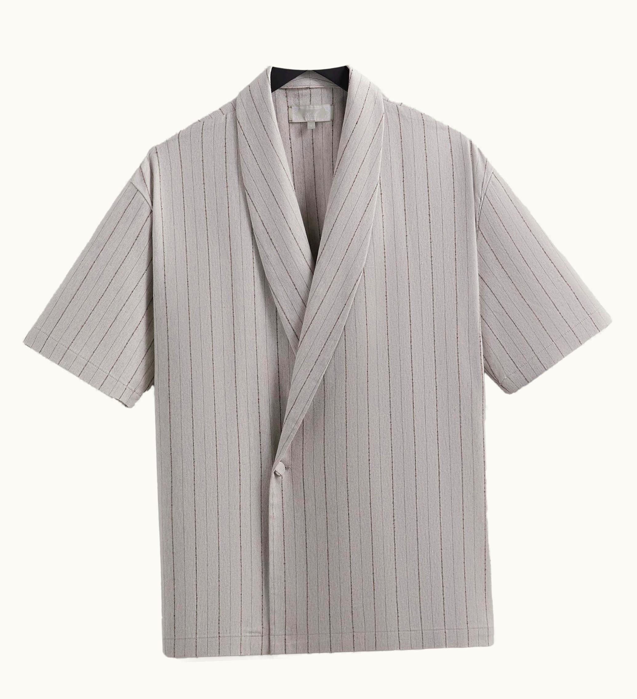 Kith Kith Striped Twill Thompson Crossover Shirt Light Heather Grey