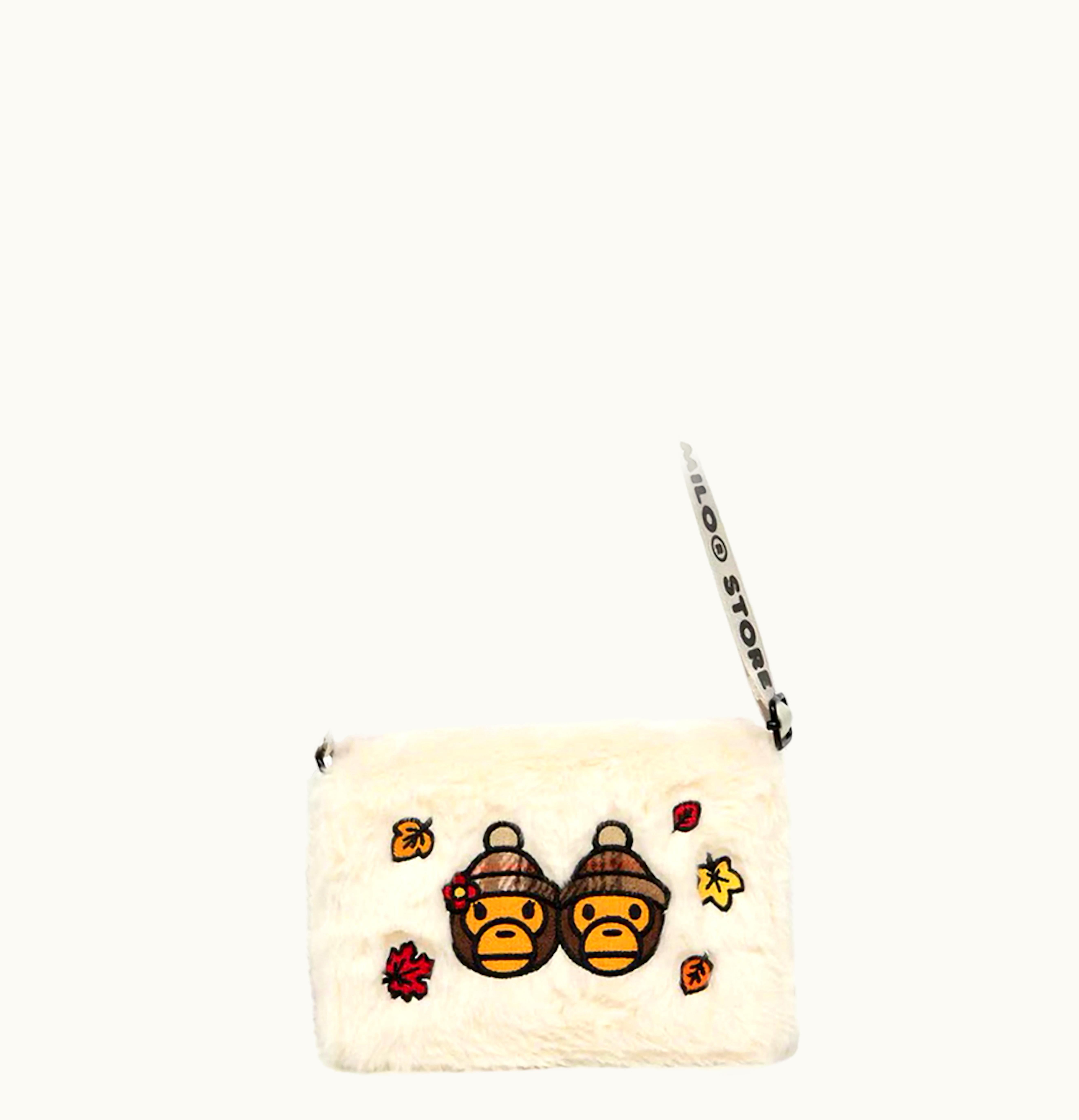 BAPE BAPE Baby Milo Fur Mini Cross Bag Ivory