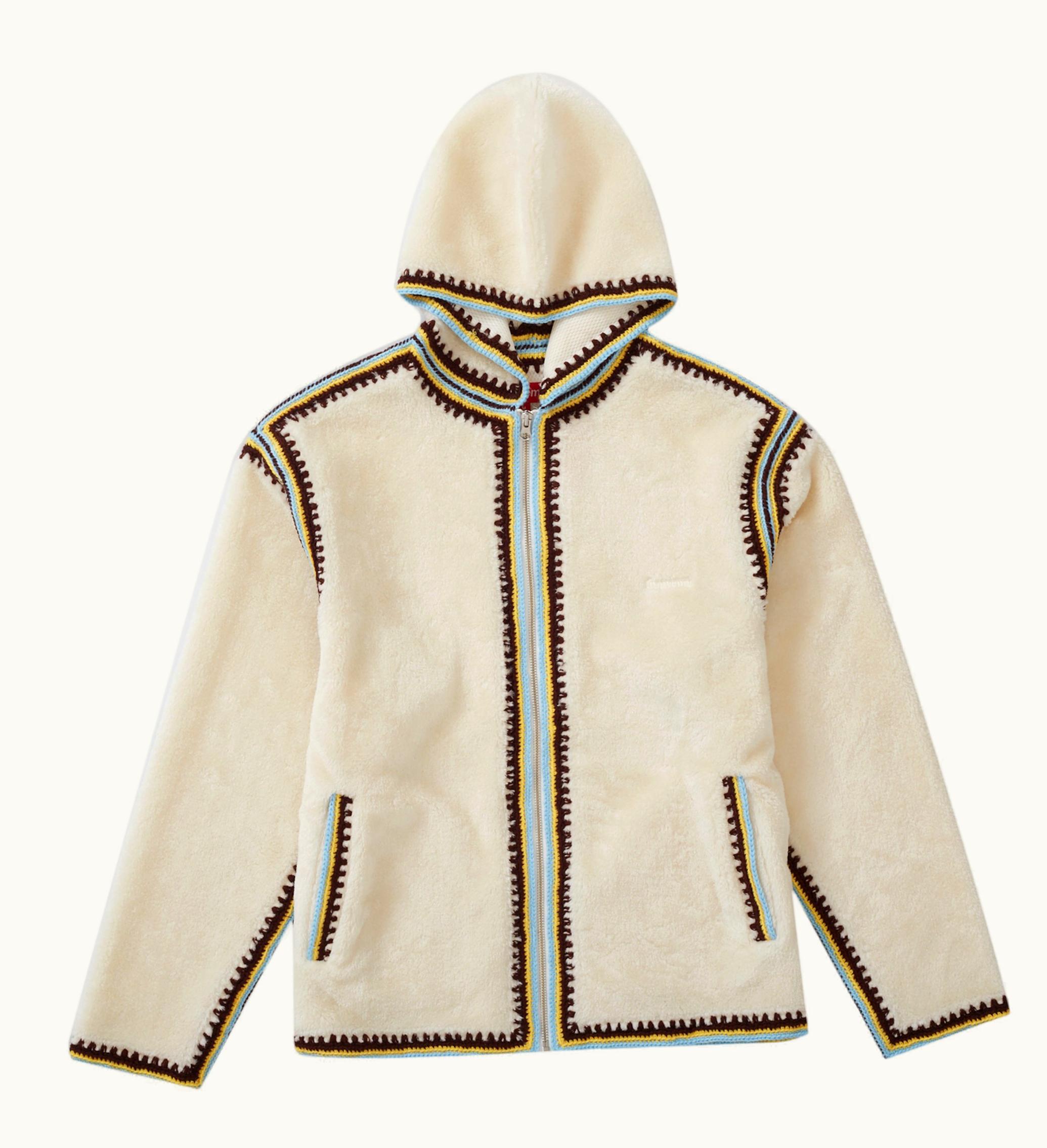 Supreme Supreme Crochet Edge Hooded Zip Up Top White