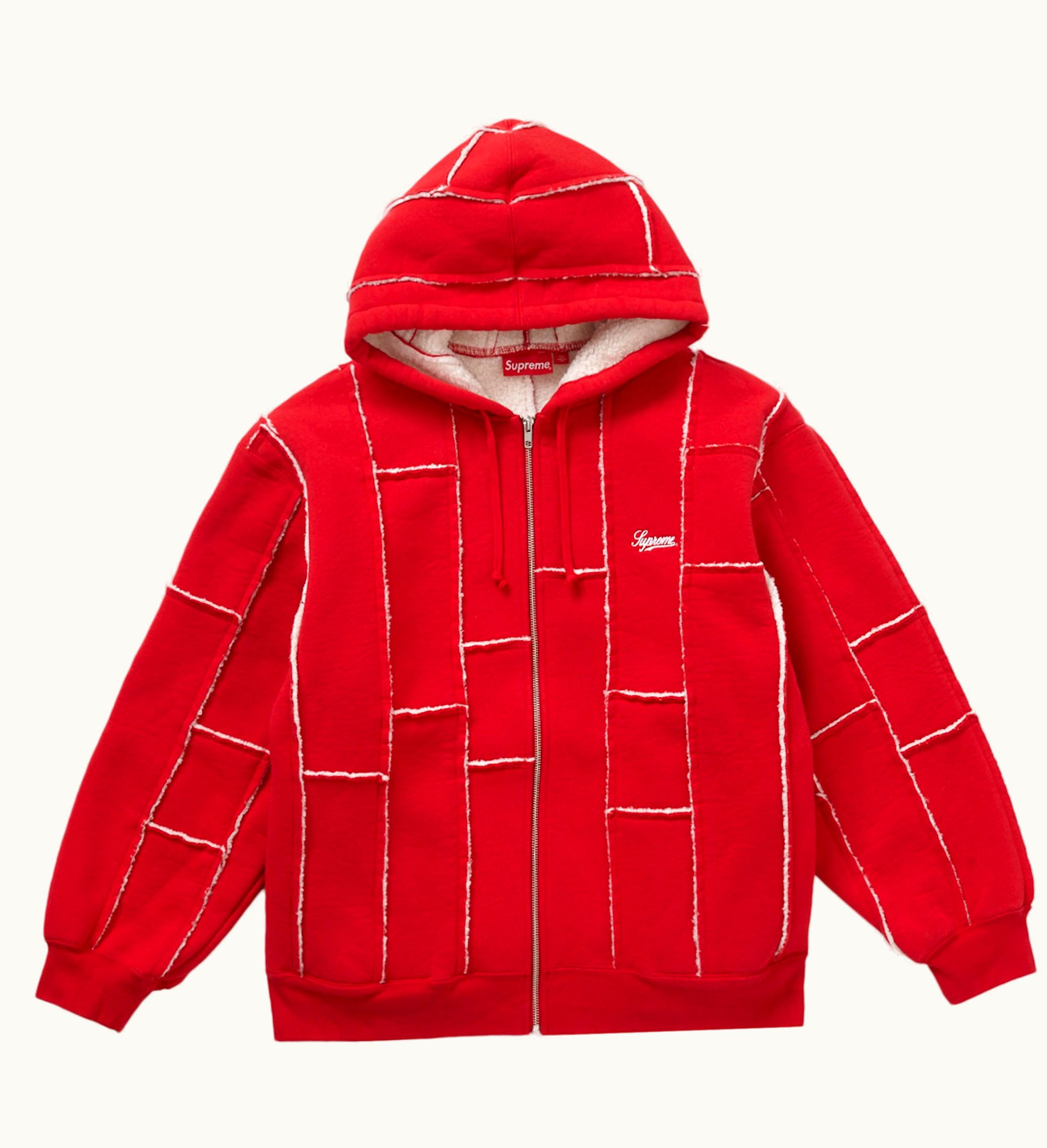 Supreme Supreme Faux Shearling Zip Up Hooded Sweatshirt Red