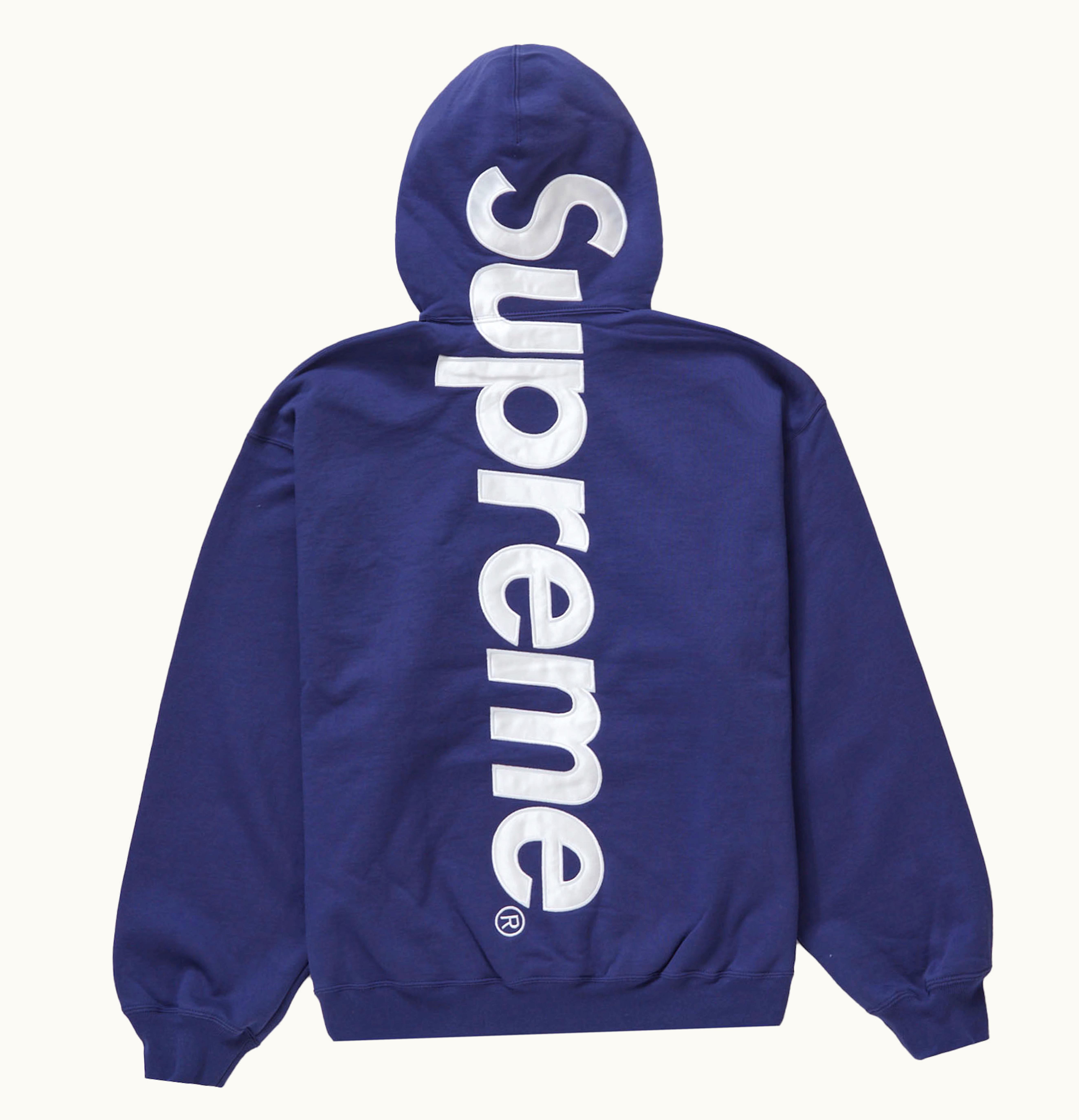 Supreme Supreme Satin Applique Hooded Sweatshirt FW23 Washed Navy