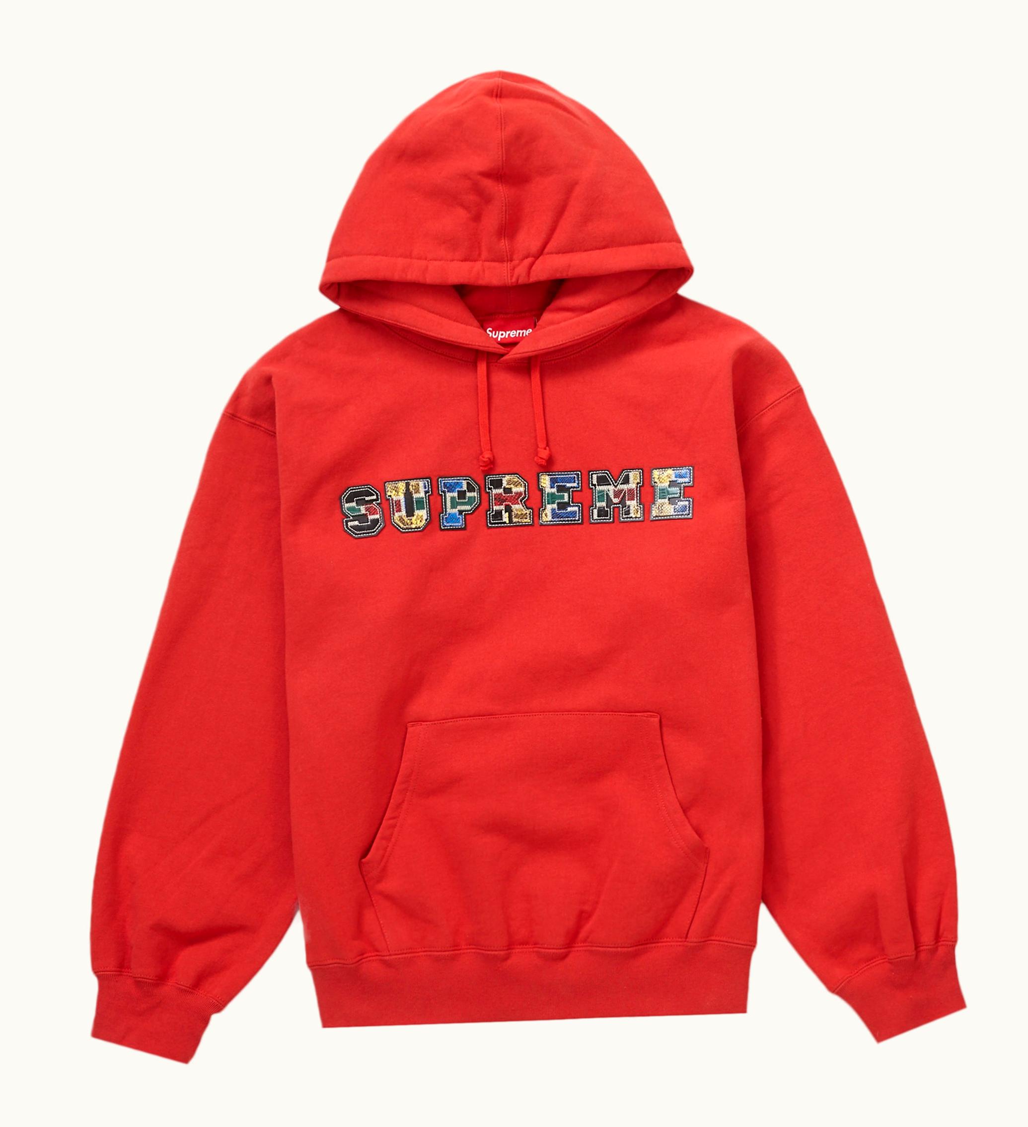 Supreme Supreme Collegiate Patchwork Leather Hooded Sweatshirt Burnt Red