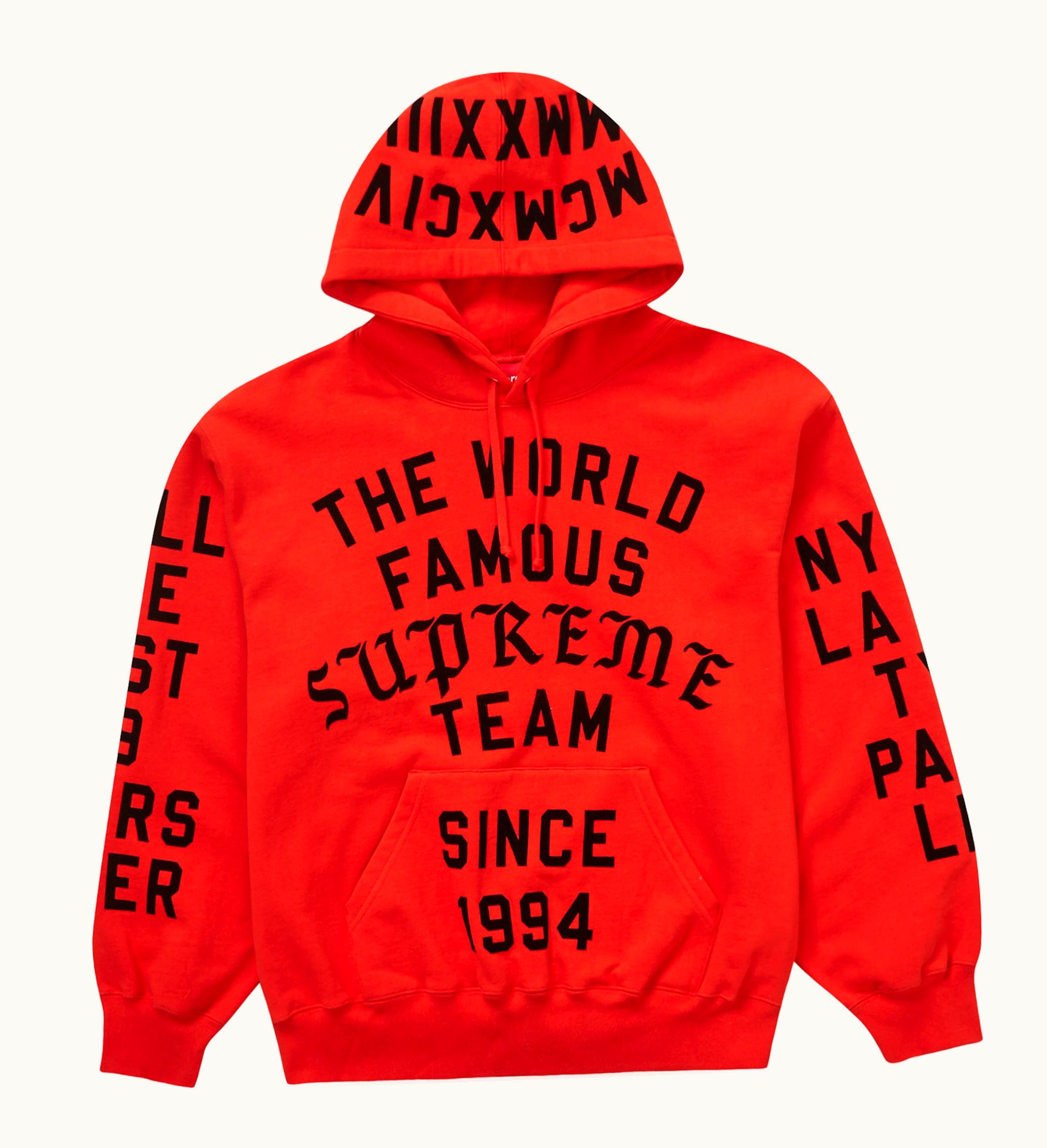 Supreme Supreme Team Flocked Hooded Sweatshirt Bright Red