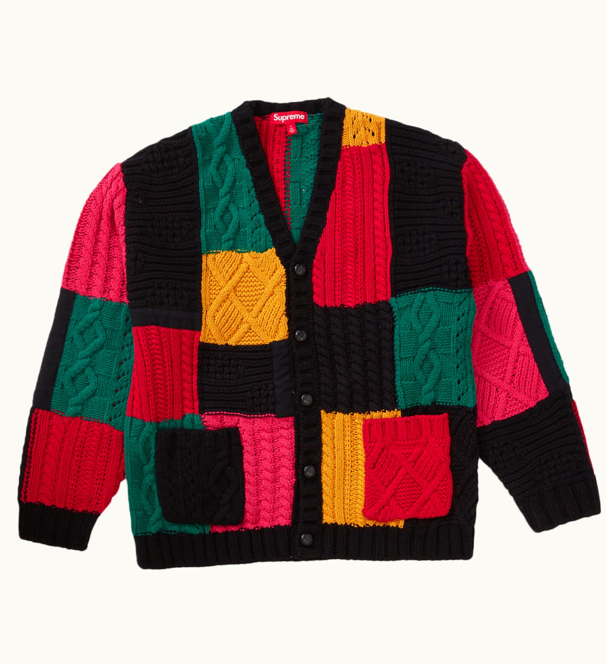 Supreme Supreme Patchwork Cable Knit Cardigan Black