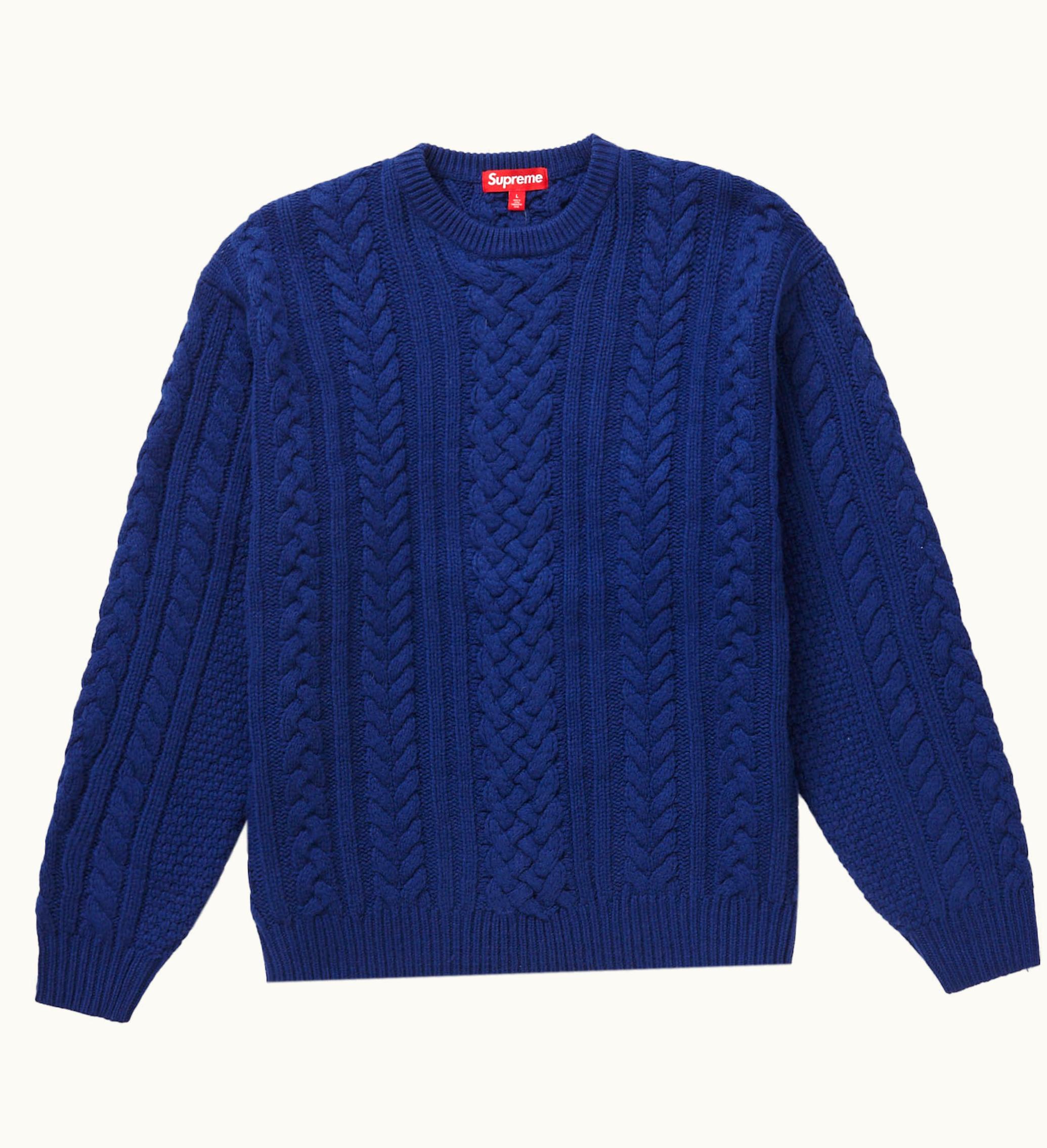 Supreme Supreme Applique Cable Knit Sweater Navy