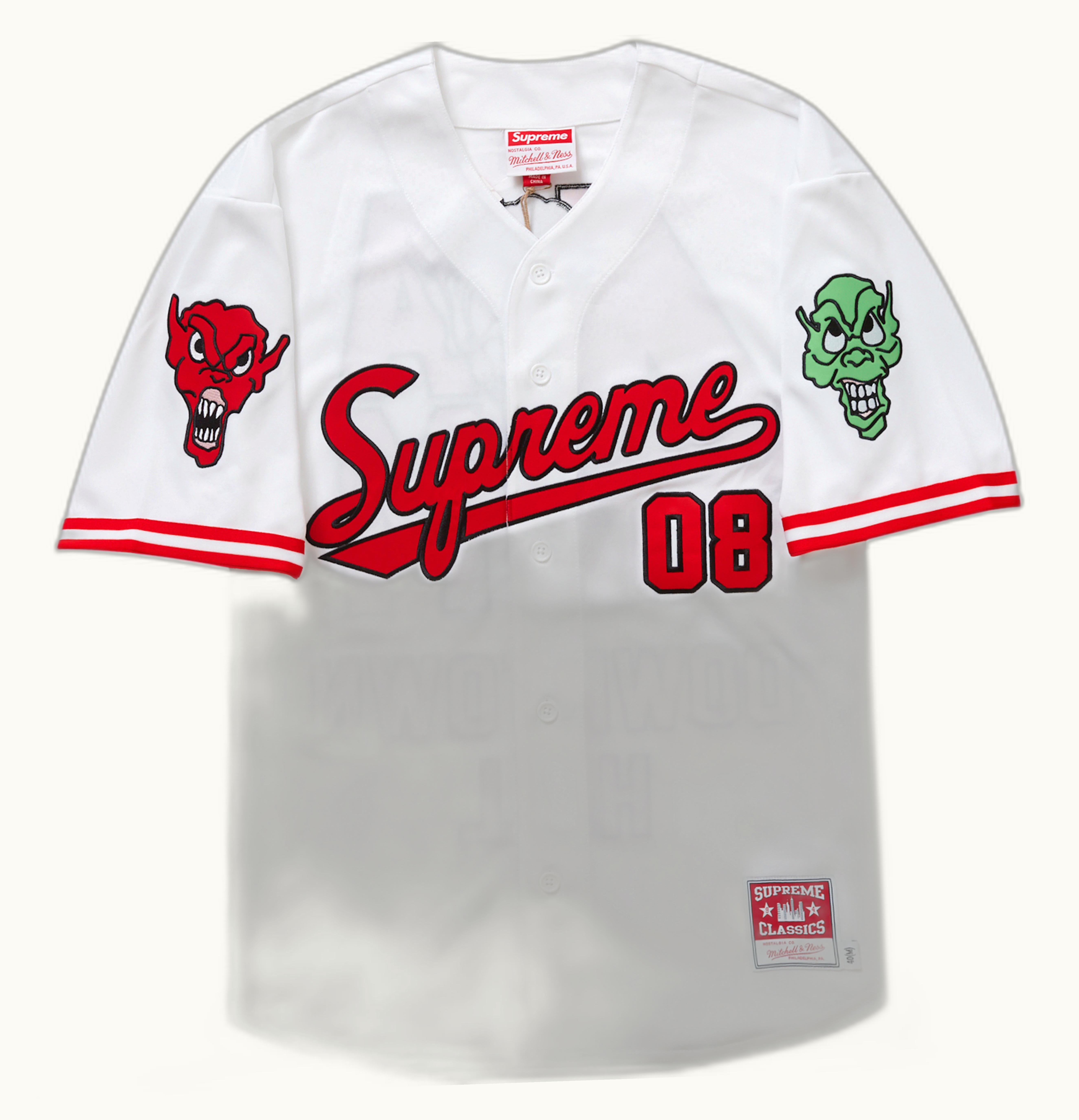 Supreme Supreme Mitchell Ness Downtown Hell Baseball Jersey White