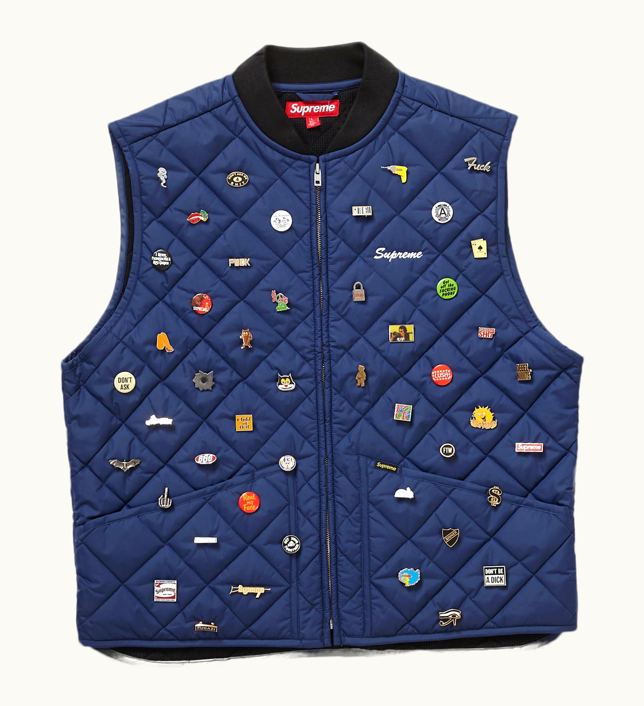 Supreme Supreme Pins Quilted Work Vest Navy