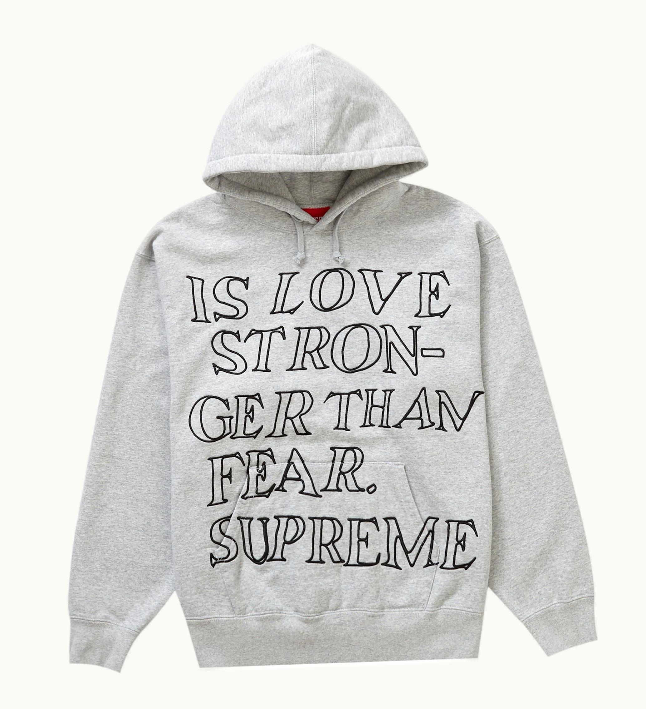 Supreme Supreme Stronger Than Fear Hooded Sweatshirt Heather Grey